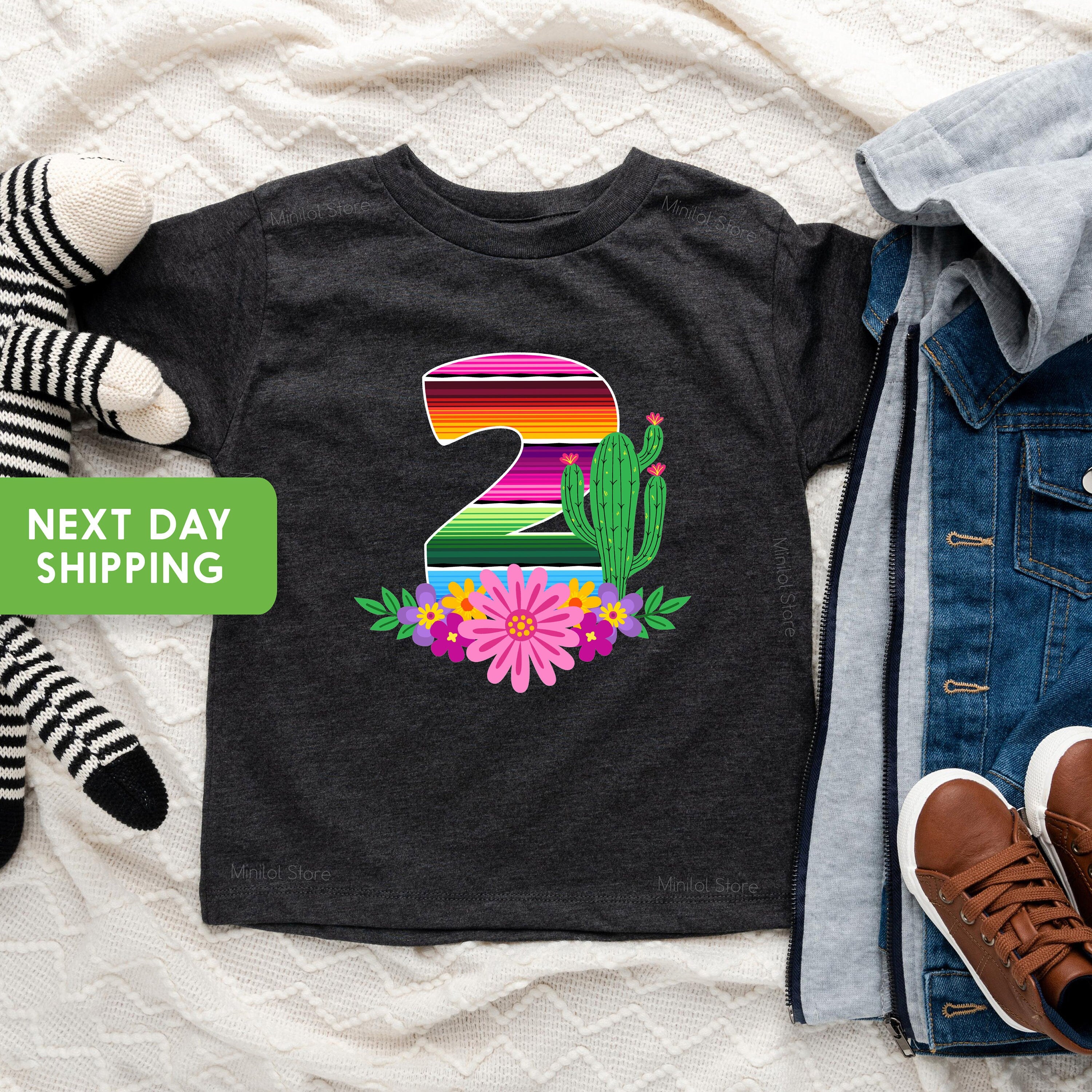 Fiesta 2nd Birthday Shirt, Fiesta Second Birthday Shirt, Girl's Fiesta Two Birthday Shirt, Serape Theme Outfit, Mexican 2nd Birthday Shirt