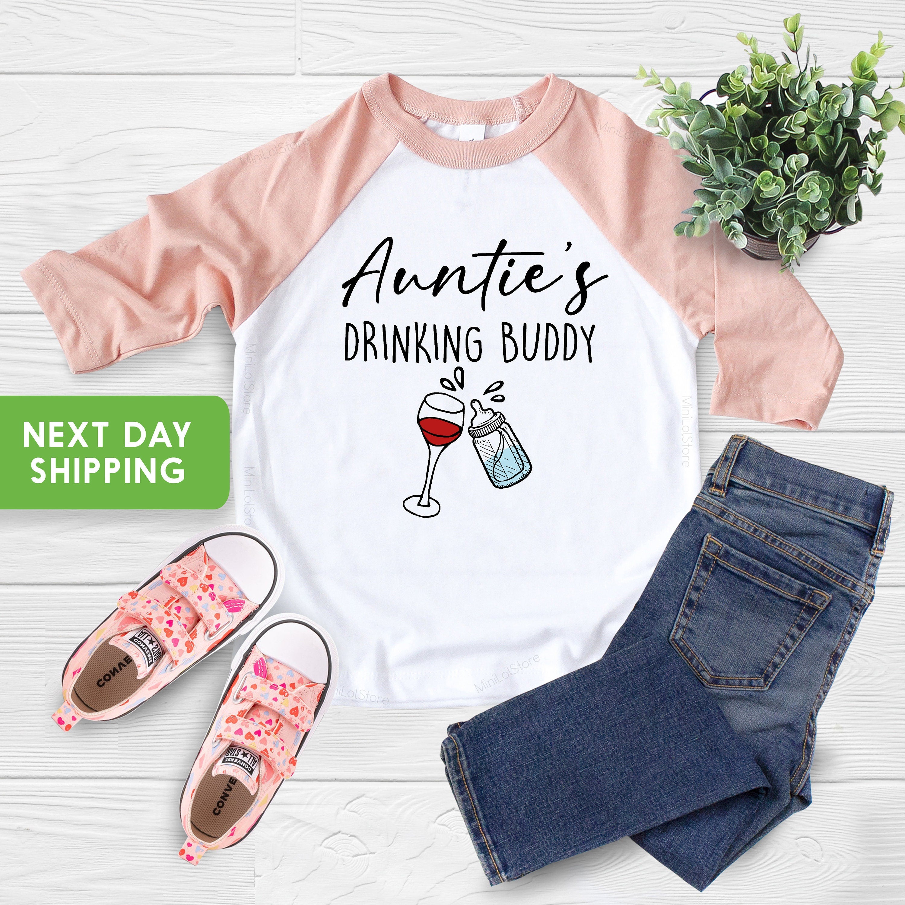 Auntie's Drinking Buddy Baby OnesieĀ®, Baby Shower Gift From Auntie, Funny Baby Gift From Auntie, Cute Auntie Baby OnesieĀ®, Baby Announcement