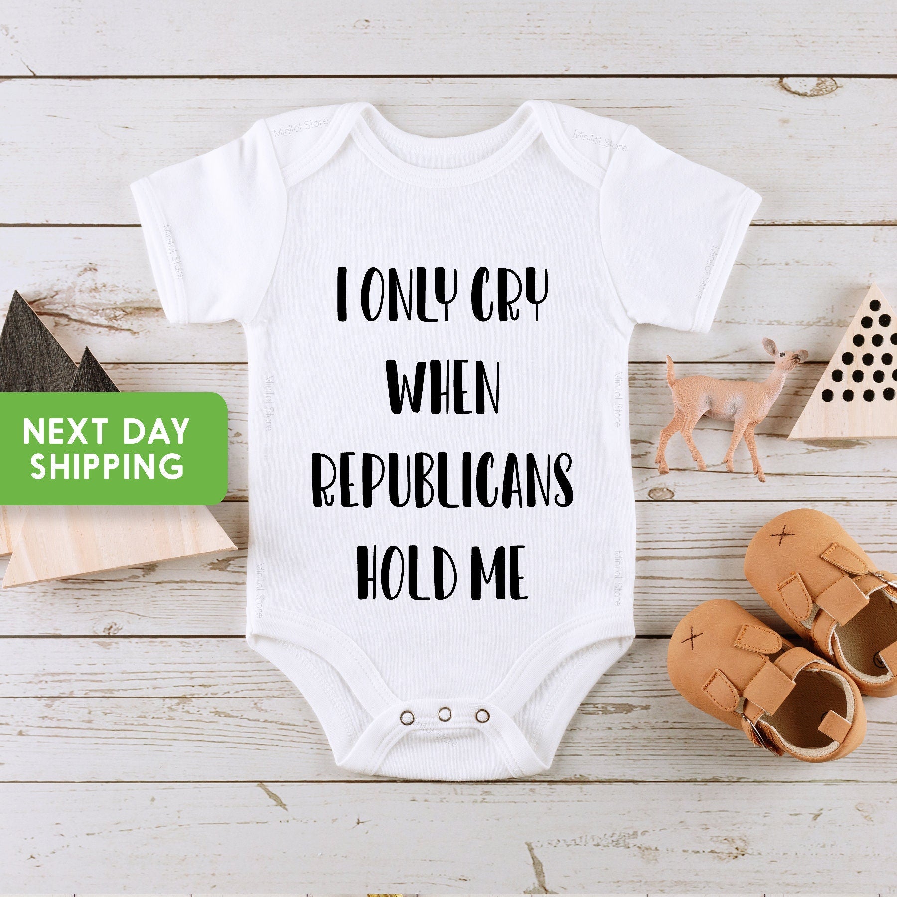 I Only Cry When Republicans Hold Me Bodysuit, Funny Baby Onesie®, Conservative Baby Outfit, Liberals Onesie® Democrats Bodysuit
