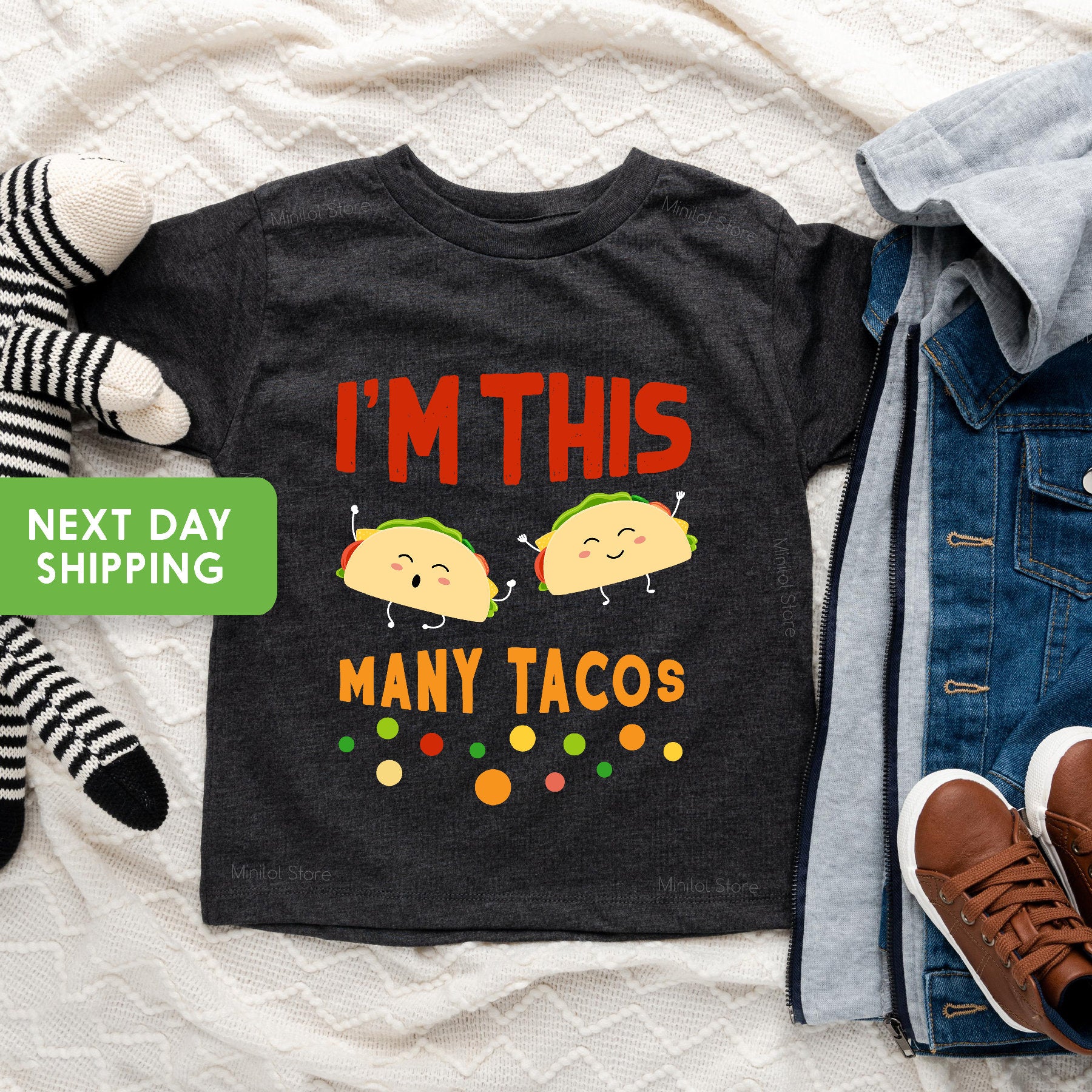 Second Birthday Taco Shirt, I'm This Many Tacos Shirt, 2nd Birthday Shirt, Mexican Baby Gift, Tacos Birthday Shirt, Kids Birthday Shirt