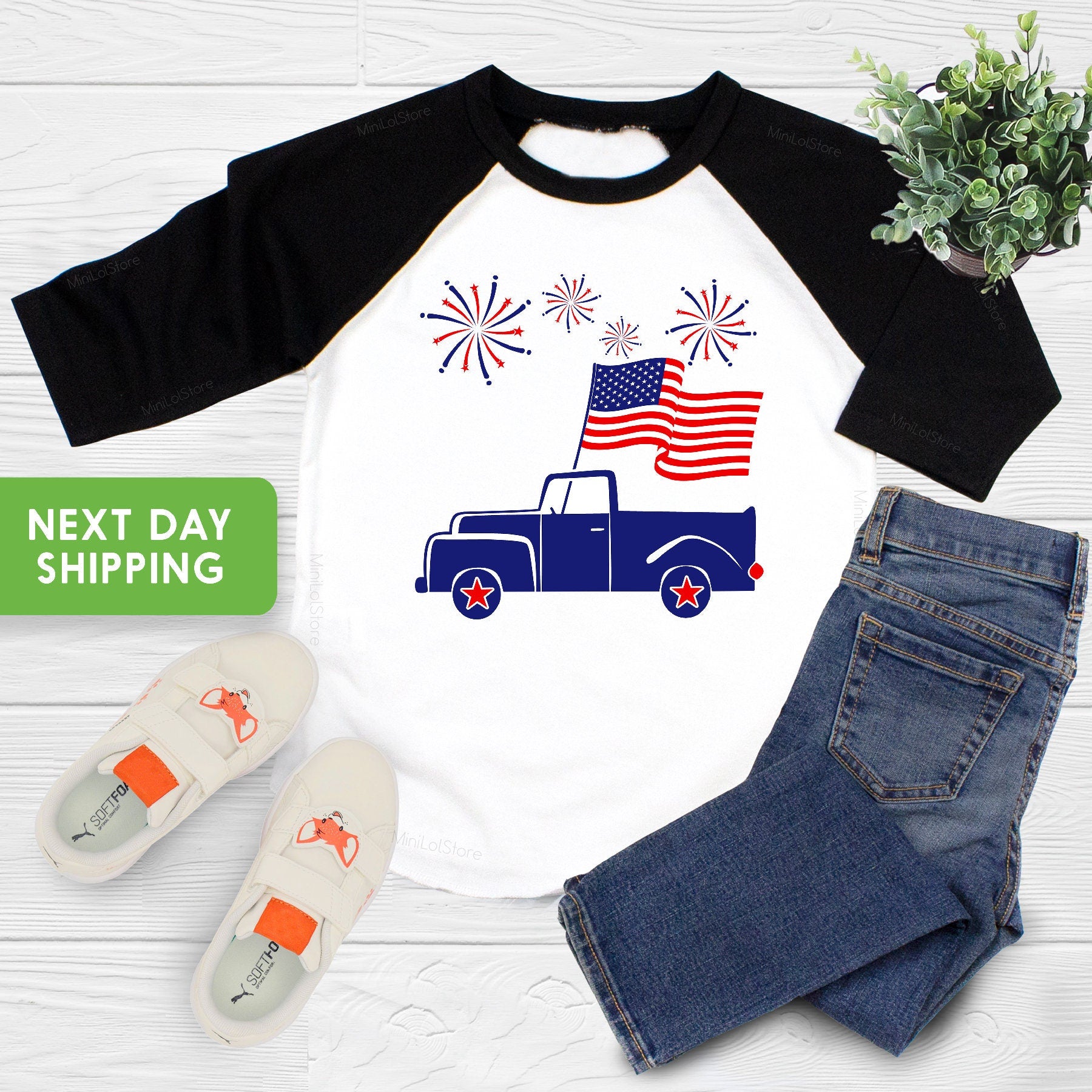 Boy Fourth Of July Shirt, Fourth Of July Outfit, Summer 4th Of July Shirt, Boy Blue Truck Unisex Shirt