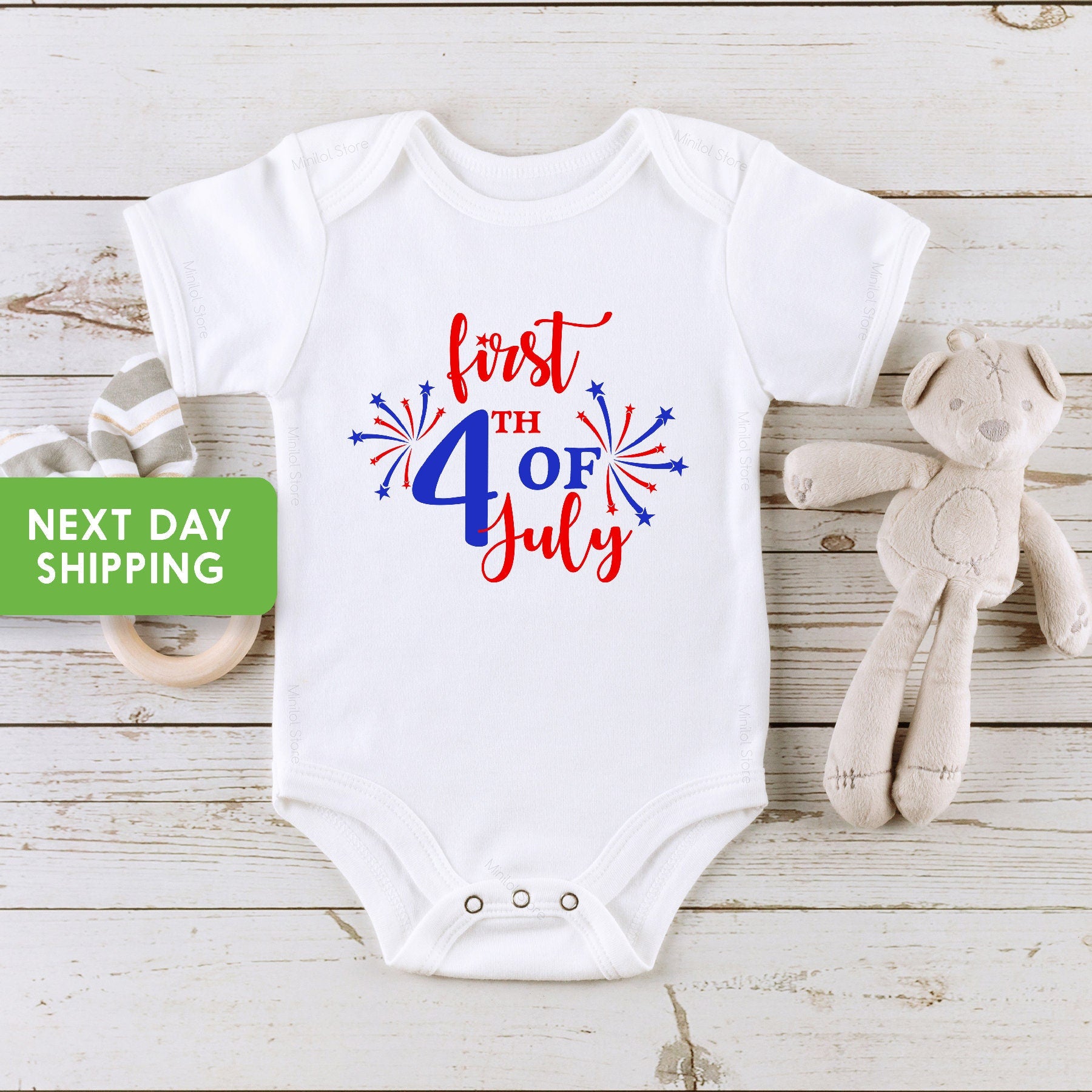 My First Fourth Of July Baby Onesie®, First 4th of July Onesie® For Baby, First July 4th Baby Gift, First 4th Of July Bodysuit For Baby