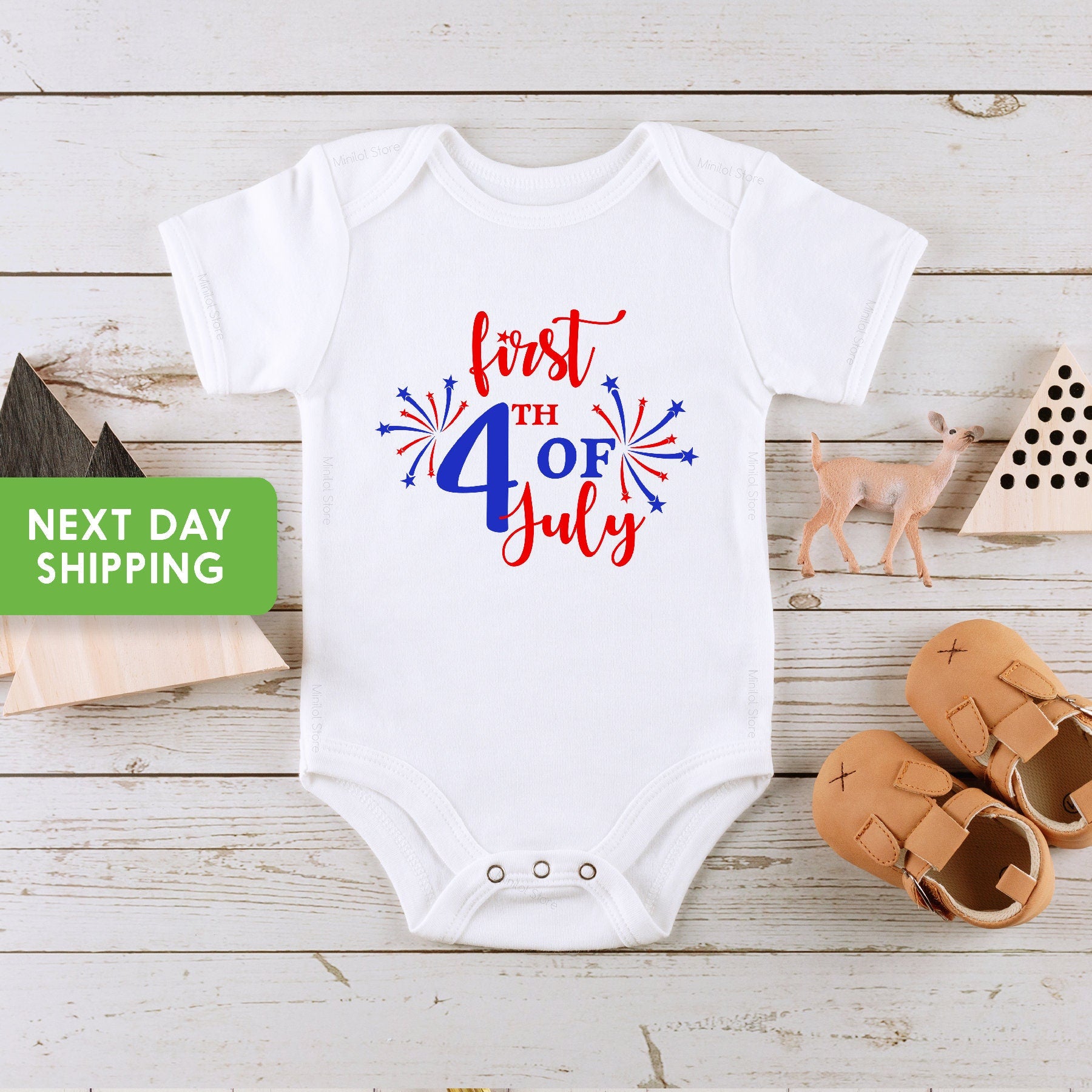 My First Fourth Of July Baby Onesie®, First 4th of July Onesie® For Baby, First July 4th Baby Gift, First 4th Of July Bodysuit For Baby