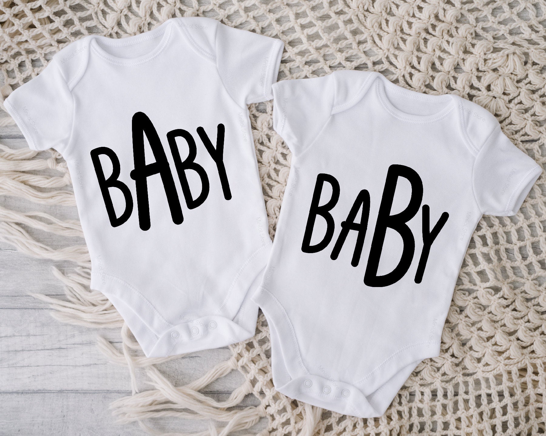 Baby A Baby B Onesie®, Twin Outfits, Twins Onesie®, IVF baby, Twins Baby Gift, Twins Baby Shower, Funny Onesie®, Funny Twin, Announcement