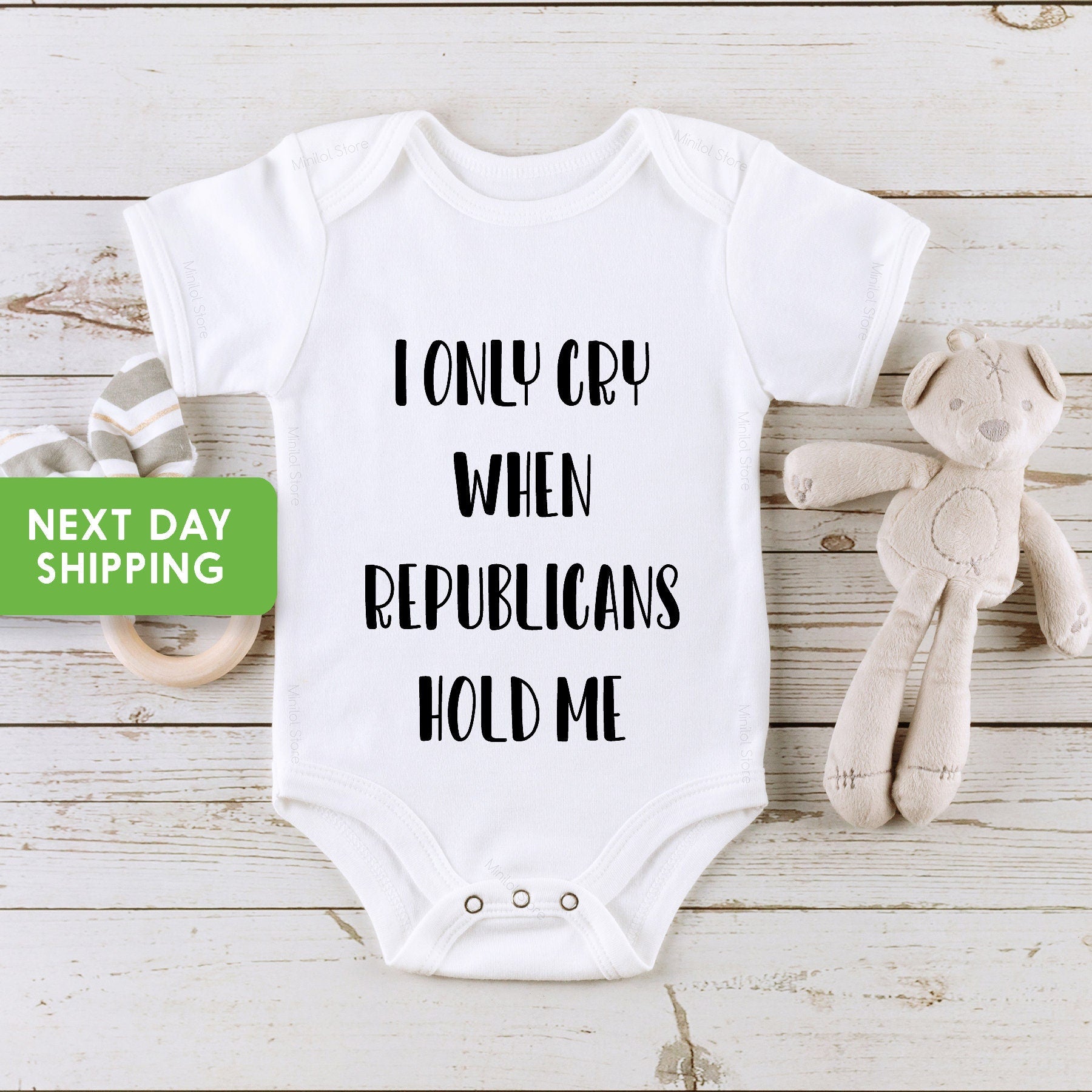 I Only Cry When Republicans Hold Me Bodysuit, Funny Baby OnesieĀ®, Conservative Baby Outfit, Liberals OnesieĀ® Democrats Bodysuit