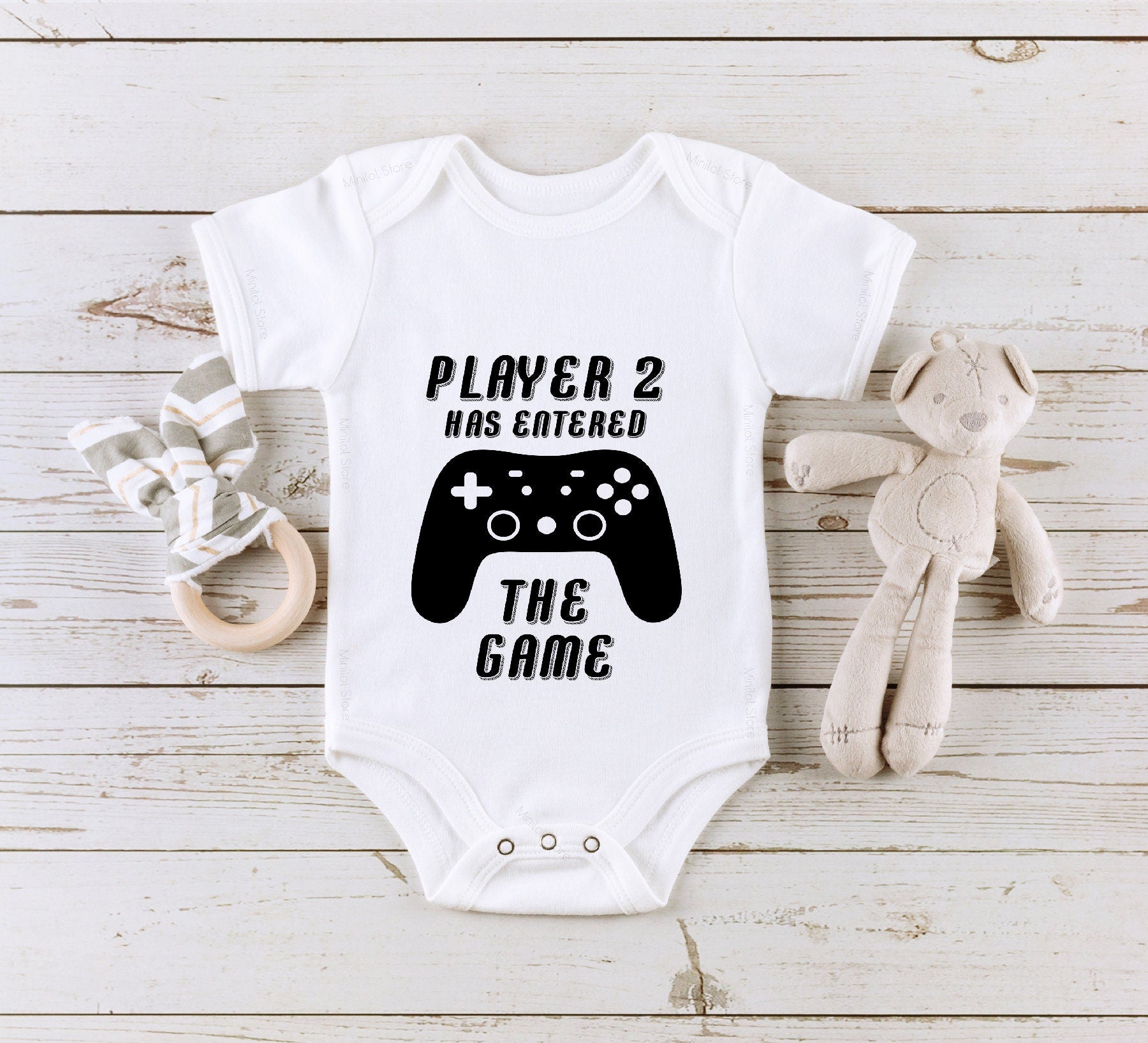 Pregnancy Announcement Onesie®, Little Brother Onesie®, Player 2 Little Brother Bodysuit, Baby Announcement Gif