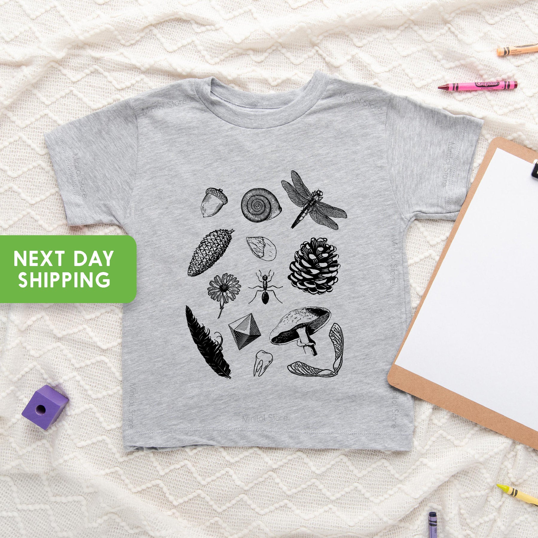 Nature Toddler Shirt, Cute Hiking Shirt, Mushroom Toddler Shirt, Acorns Shirt, Pinecone Shirt, Nature Toddler Gift