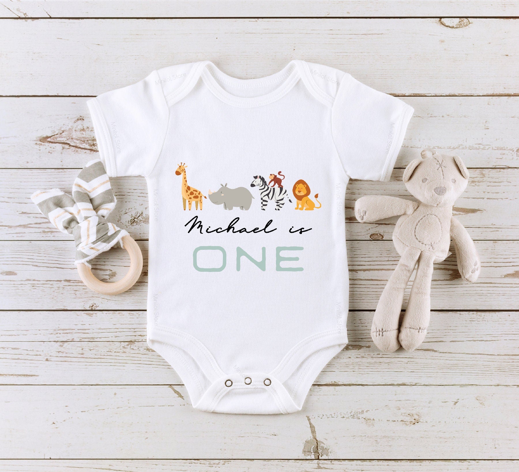 Baby Birthday Onesie®, Birthday Keepsake Bodysuit, Children's Birthday Gift, 1st Birthday Onesie®, Zoo Themed First Birthday Bodysuit