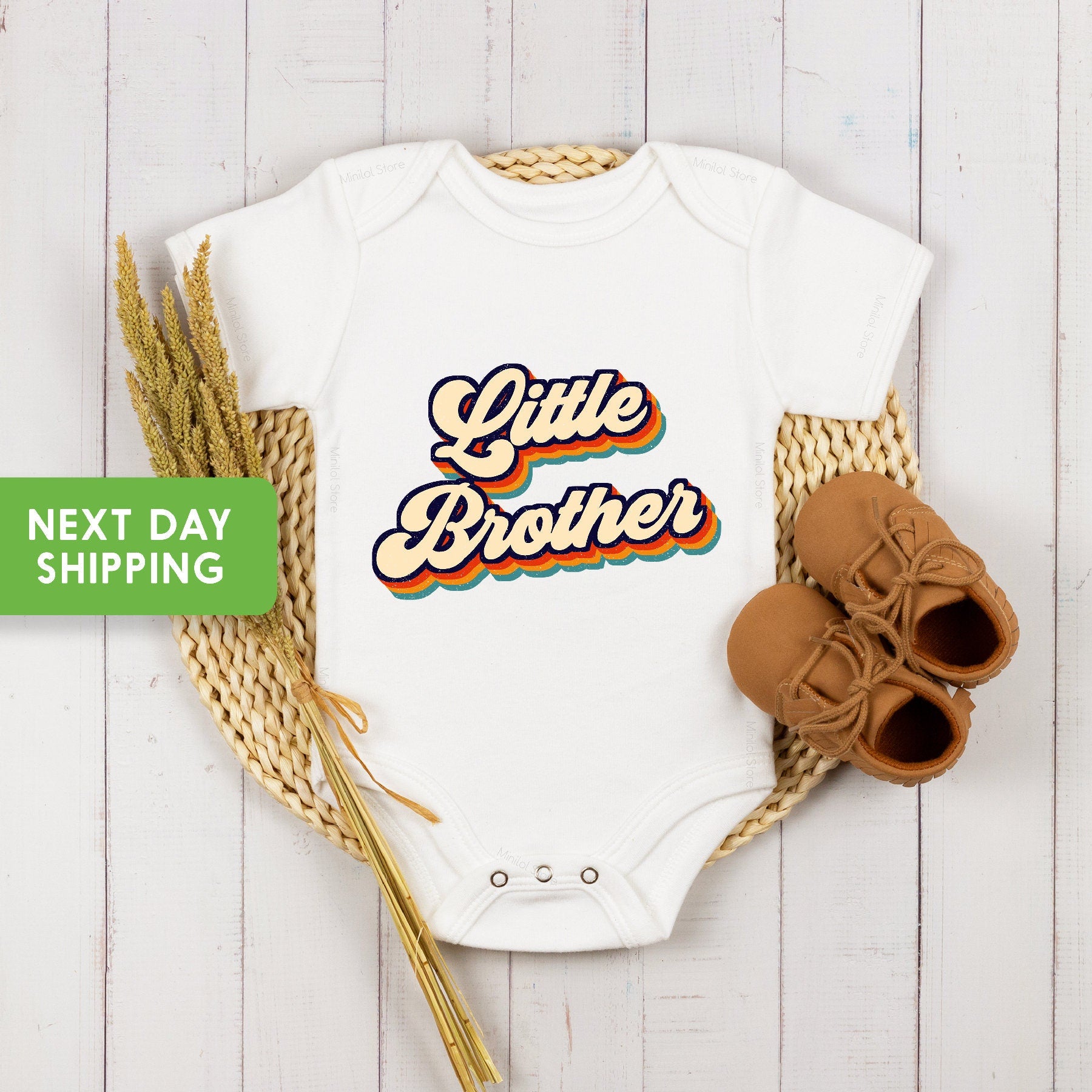 Pregnancy Announcement Onesie®, Retro Little Brother Onesie®, Lil Bro Retro Onesie®, Vintage Little Brother Bodysuit