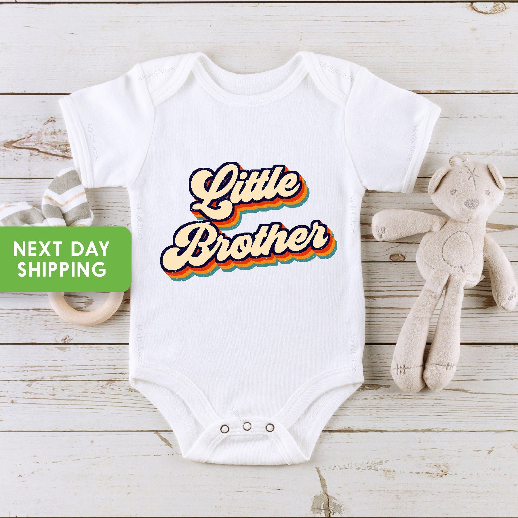 Pregnancy Announcement OnesieĀ®, Retro Little Brother OnesieĀ®, Lil Bro Retro OnesieĀ®, Vintage Little Brother Bodysuit
