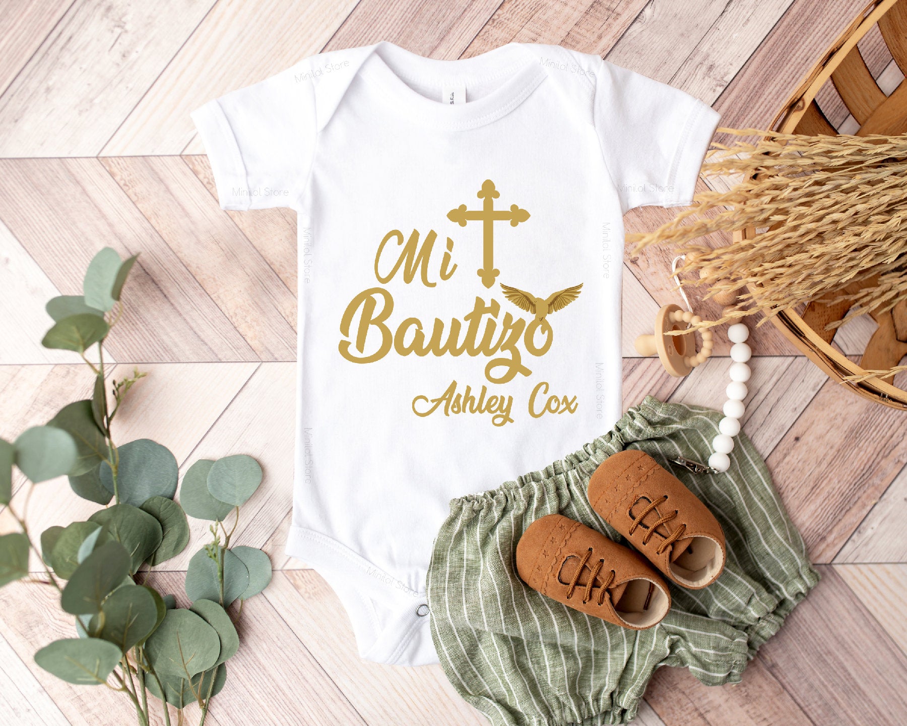 Mi Bautizo Personalized Spanish Baptism Onesie® baptism and godparent product image 2
