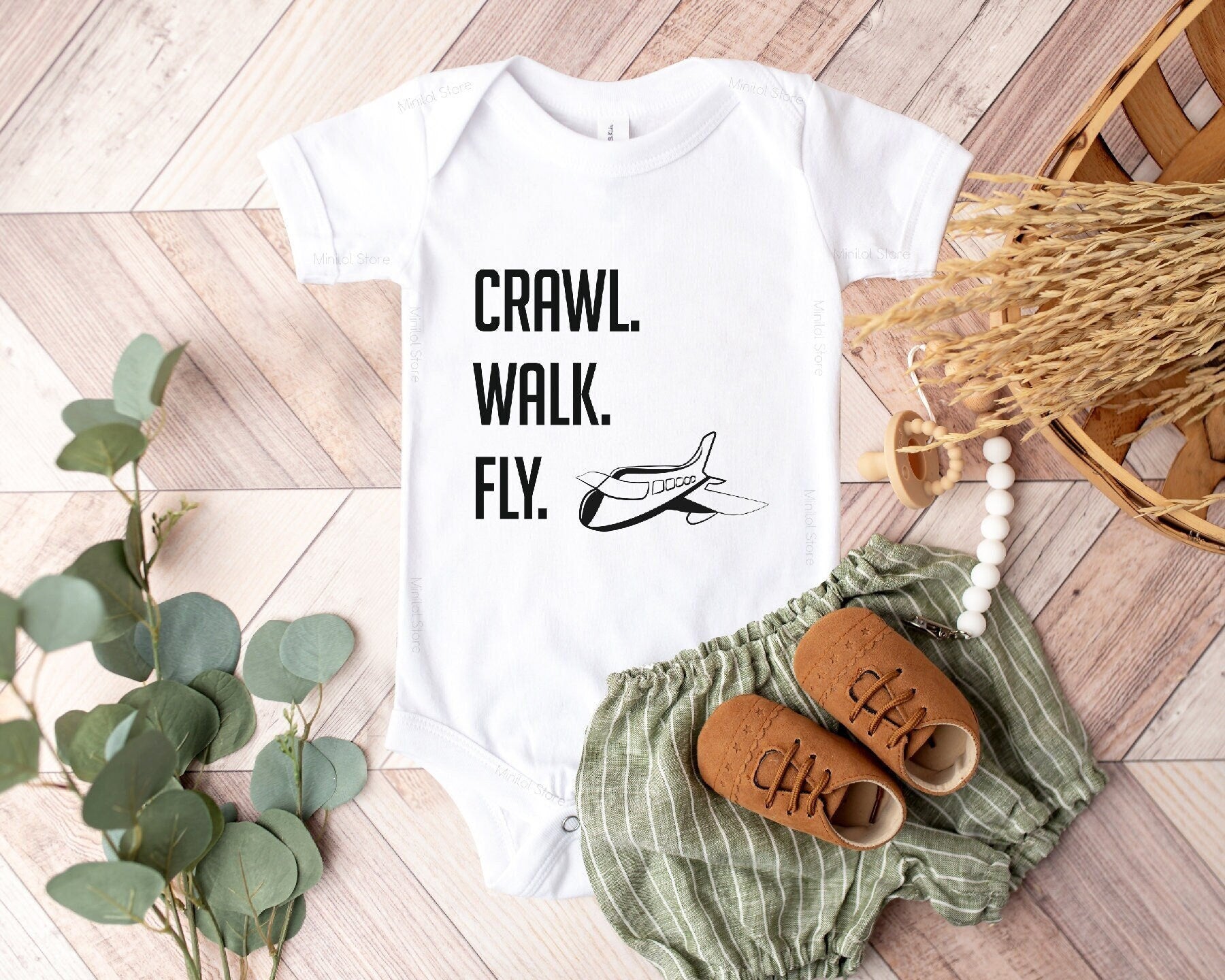Crawl, Walk, Fly Baby Onesie®, Airplane Baby Onesie®, Announcement Bodysuit, Cute Co Pilot Onesie®, Crawl, Walk, Fly Baby Bodysuit