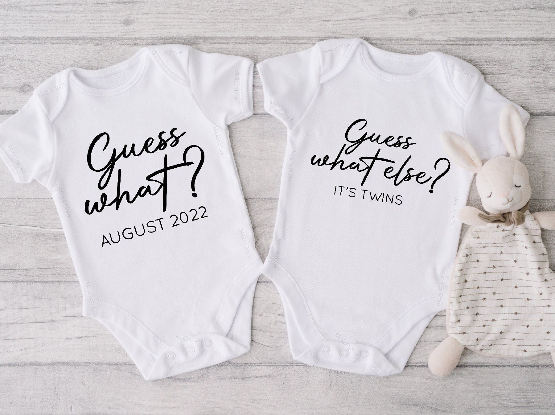 Twins Onesie®, Guess What Personalized Twin Onesie®, Twins Pregnancy Reveal Onesie®, Cute Custom Twin Baby Bodysuits