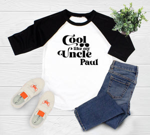 Personalized Cool Like My Uncle typographic design on Baby Short 0-3 Month Onesie