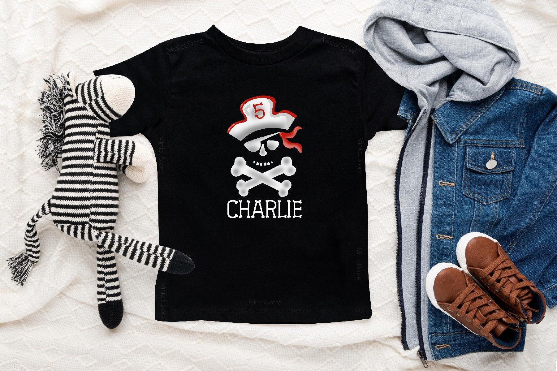 Personalized Pirate Birthday Boy Shirt, 5th Birthday Shirt, Cute Pirate Birthday Party Shirt, Pirate Birthday Party