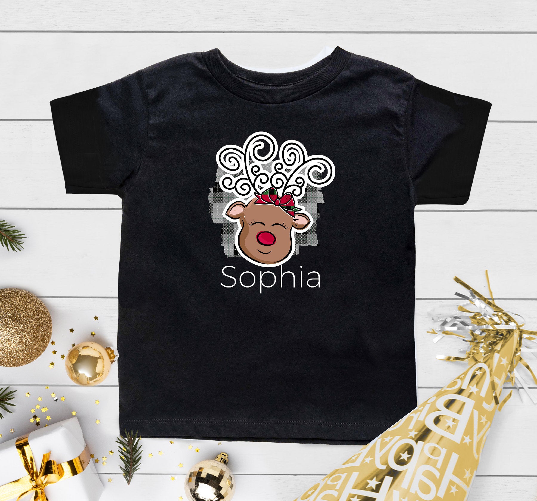 Personalized Toddler Christmas Raglan, Christmas Kids Shirt, Deer Christmas Girl Shirt, Baby Christmas Onesie® Sibling Christmas Shirt
