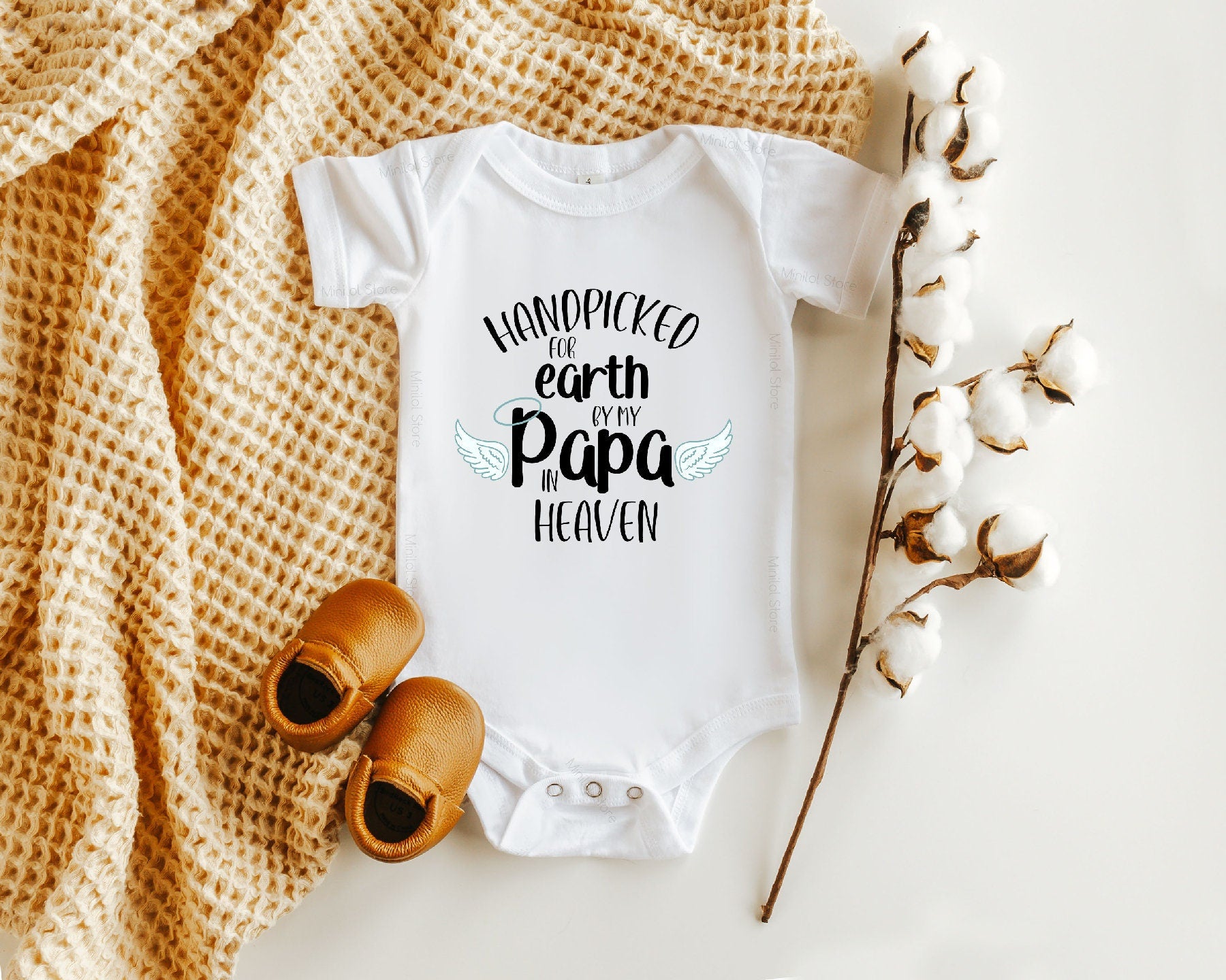 Handpicked For Earth By Papa In Heaven OnesieĀ®, Baby Shower Gift, Guardian Angel Bodysuit, Baby OnesieĀ®