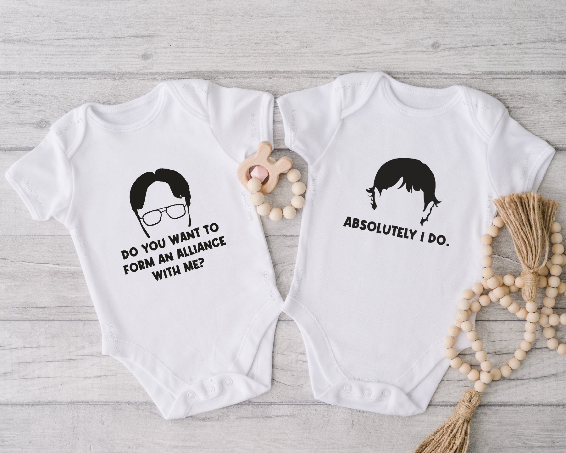 Funny Twin OnesiesĀ®, The Office TV Show Fan, Twin Baby Gifts, Best Friends Outfits, Milk and Cookie, Gift For Twins, Twin Outfit