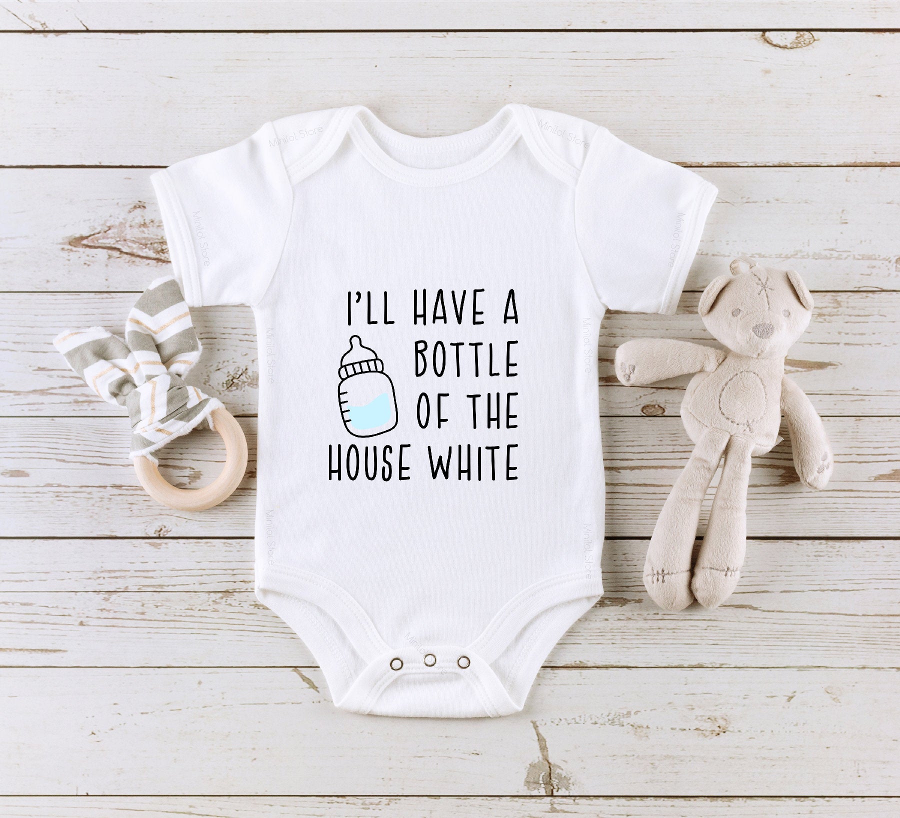 Funny Newborn Onesie®, I'll Have a Bottle of the House White Onesie®, Baby Shower Gift, Funny Baby Bodysuit, Gift For New Baby