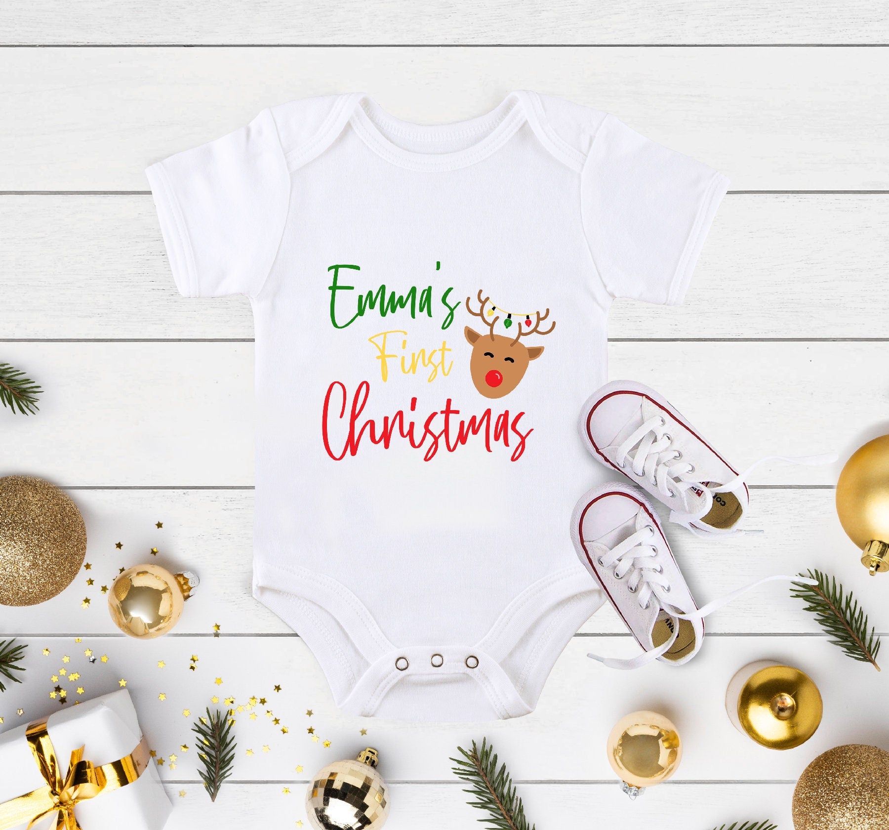 Personalized Baby First Christmas OnesieĀ®, Personalized Christmas Baby OnesieĀ®, Holiday OnesieĀ®, Christmas Gift For Baby