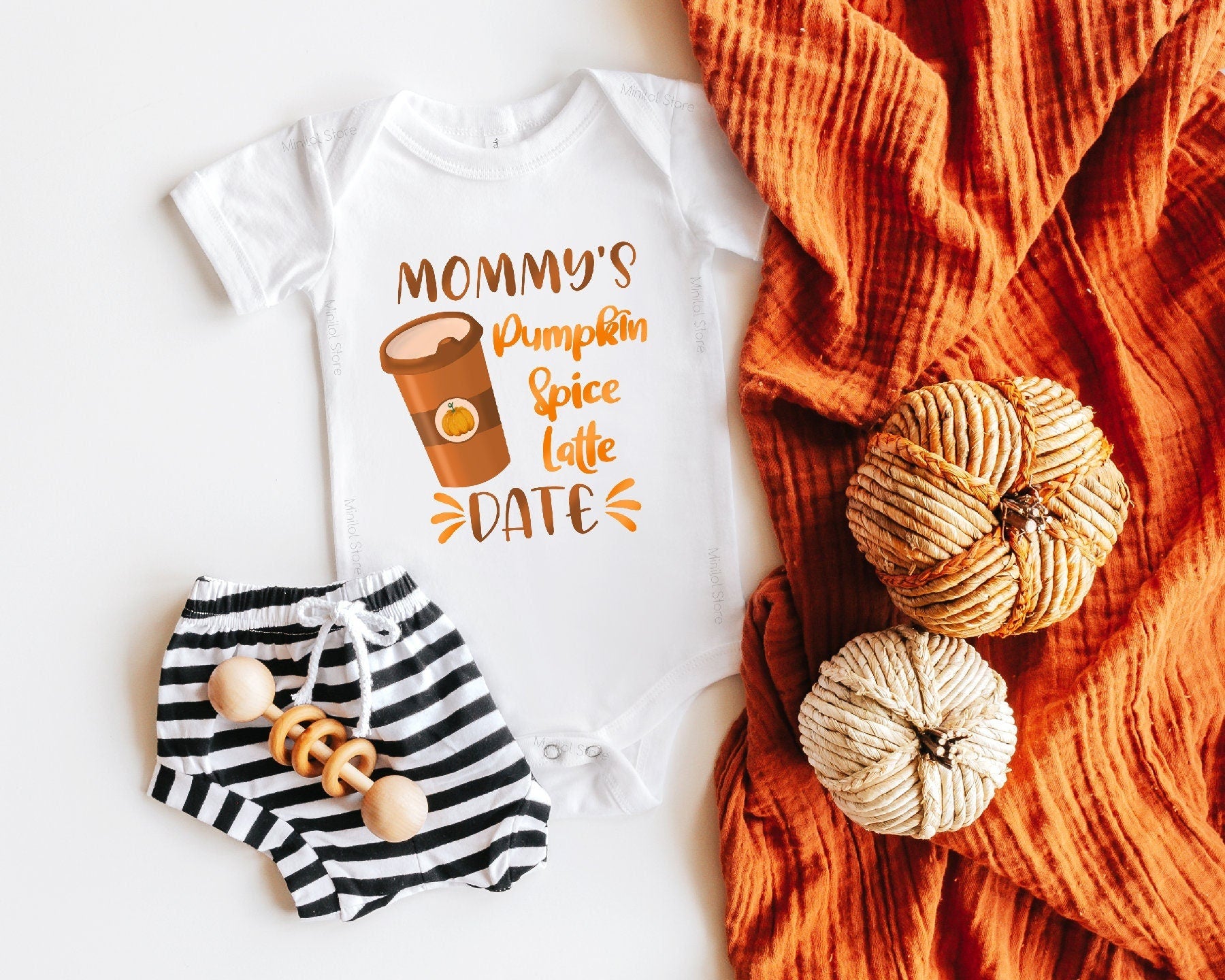 Funny Fall OnesieĀ®, Mommy's Pumpkin Spice Latte Date Baby OnesieĀ®, Cute Pumpkin OnesieĀ®, Fall Baby OnesieĀ®