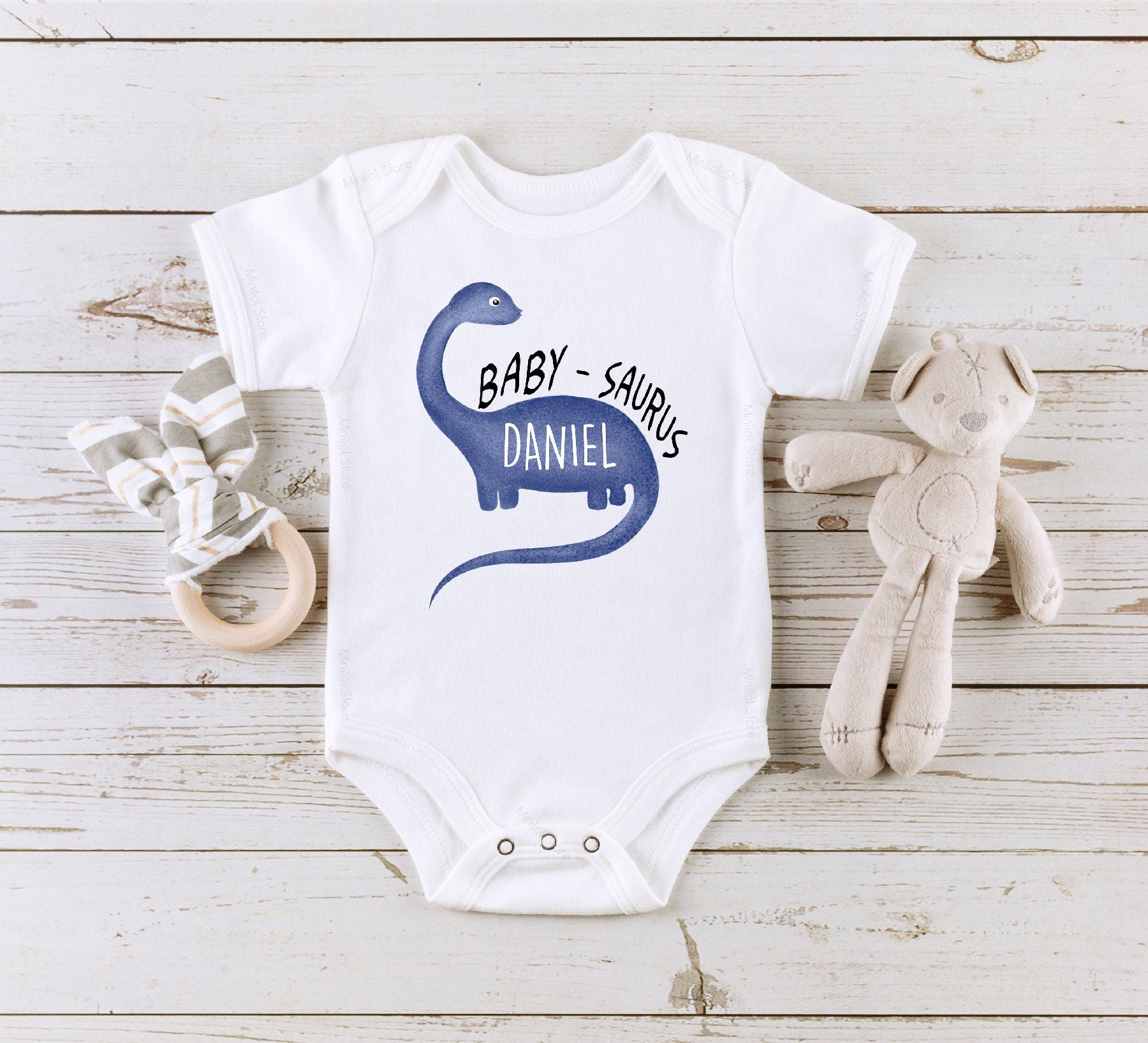 Personalized Name Baby Onesie®, Personalized Babysaurus Onesie®, Saurus Baby Birthday Bodysuit, Baby Shower Gift, Gift For Newborn
