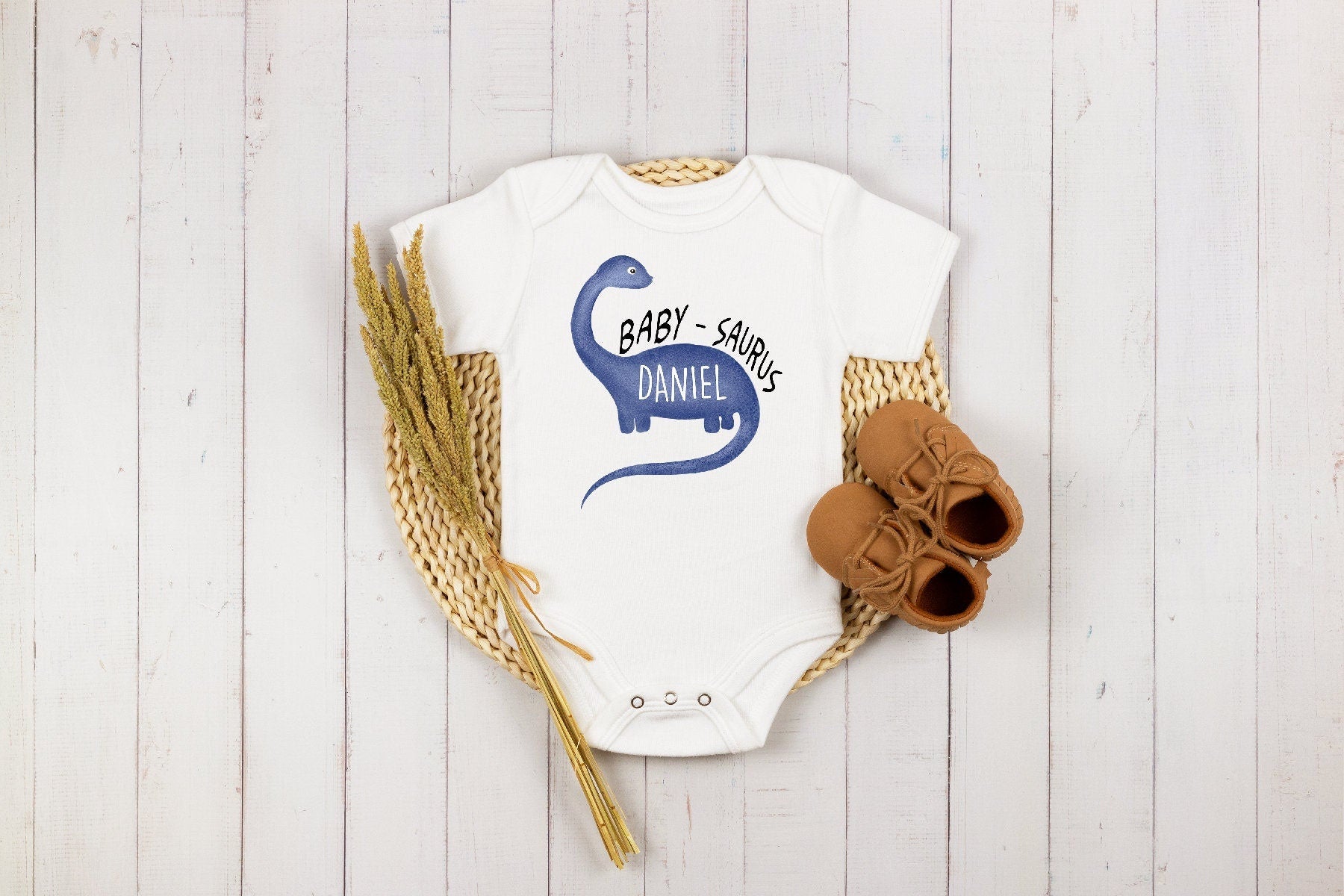 Personalized Name Baby Onesie®, Personalized Babysaurus Onesie®, Saurus Baby Birthday Bodysuit, Baby Shower Gift, Gift For Newborn