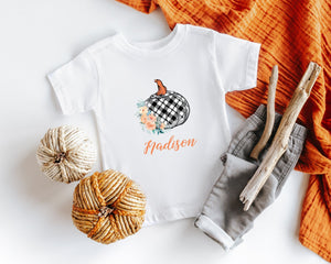 Close-up of the Personalized Pumpkin fall apparel design