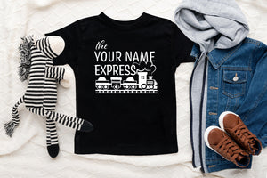 Personalized Train Birthday typographic design on Baby Short 6-9 Month Onesie