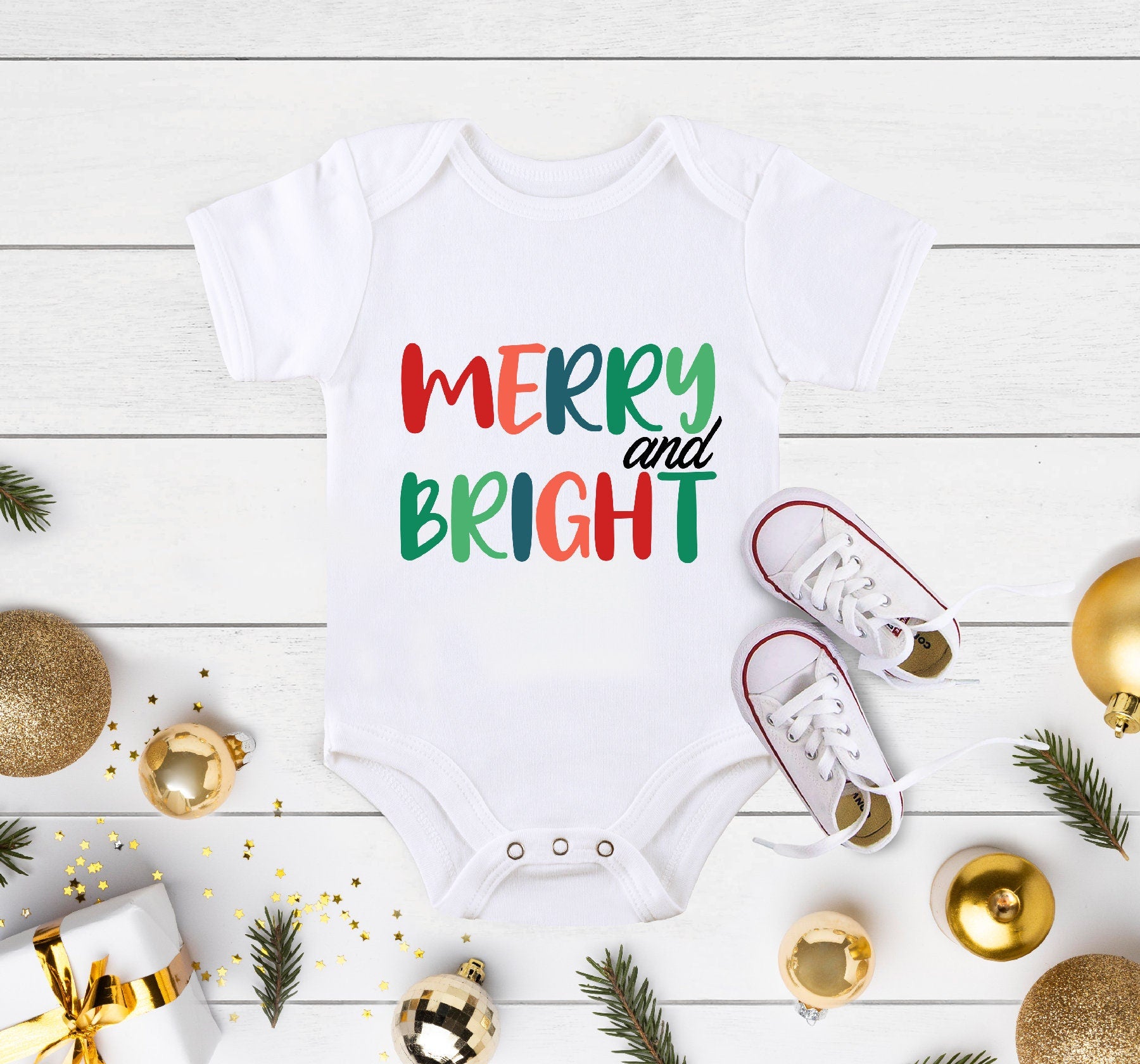 Merry and Bright Baby OnesieĀ®, Merry and Bright Shirt for Kids, Christmas Kids Shirt, Merry Christmas Shirts, Christmas Toddler Raglan