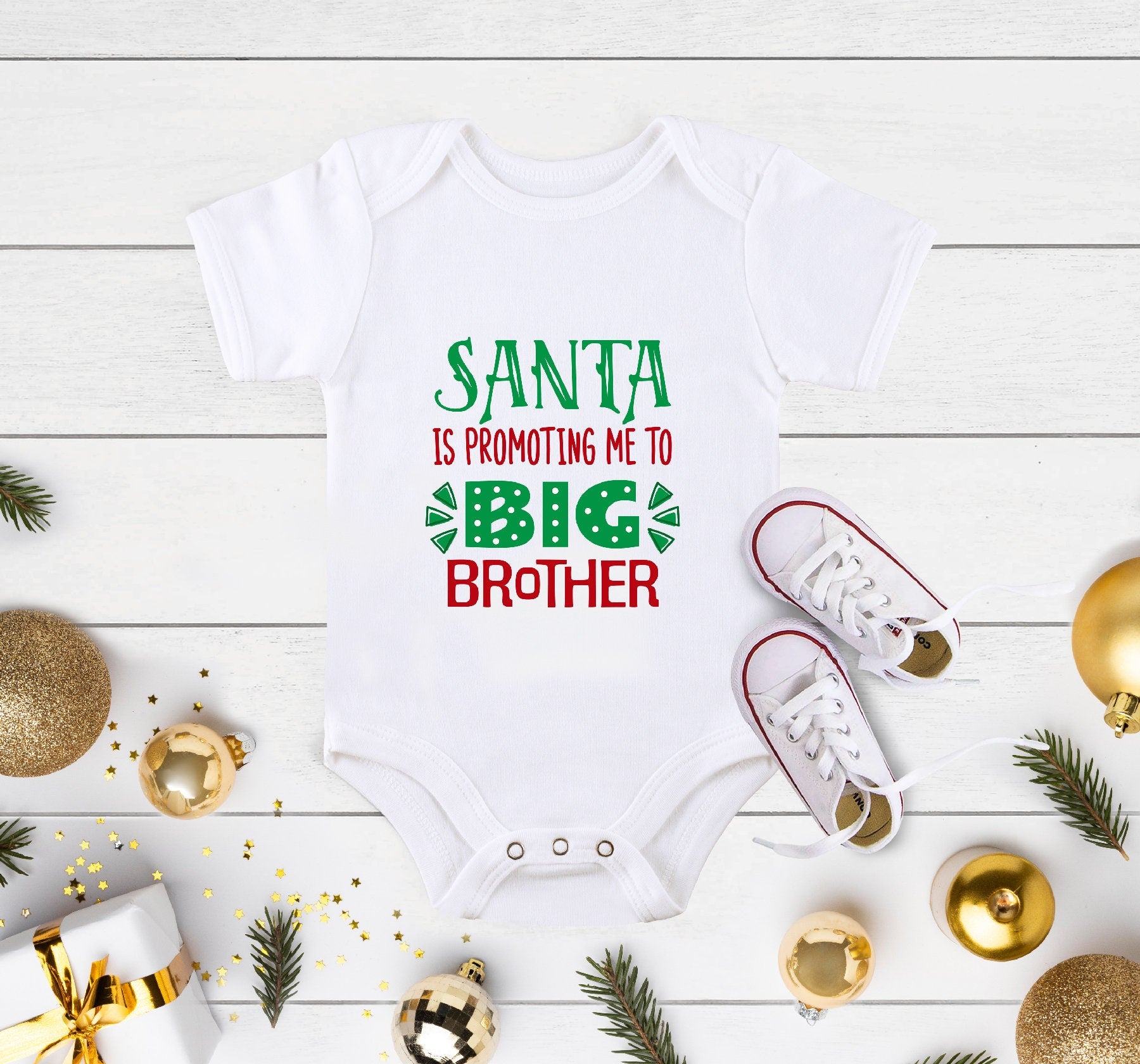 Big Brother Christmas Shirt, Promoted to Big Brother Onesie®, Christmas Baby Announcement, Pregnancy Announcement Shirt, Christmas Pregnancy