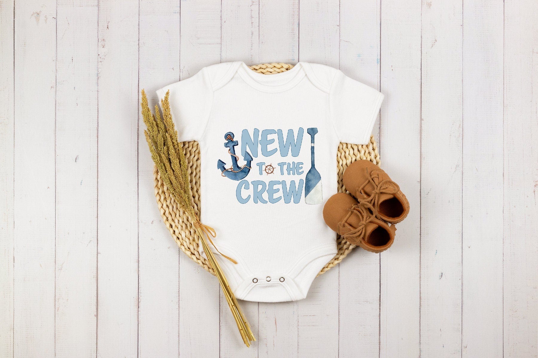 Cute New to the Crew Onesie®, New To The Crew Anchor Onesie®, Fishing Onesie®, Baby announcement, Baby shower Gift, New Baby Reveal