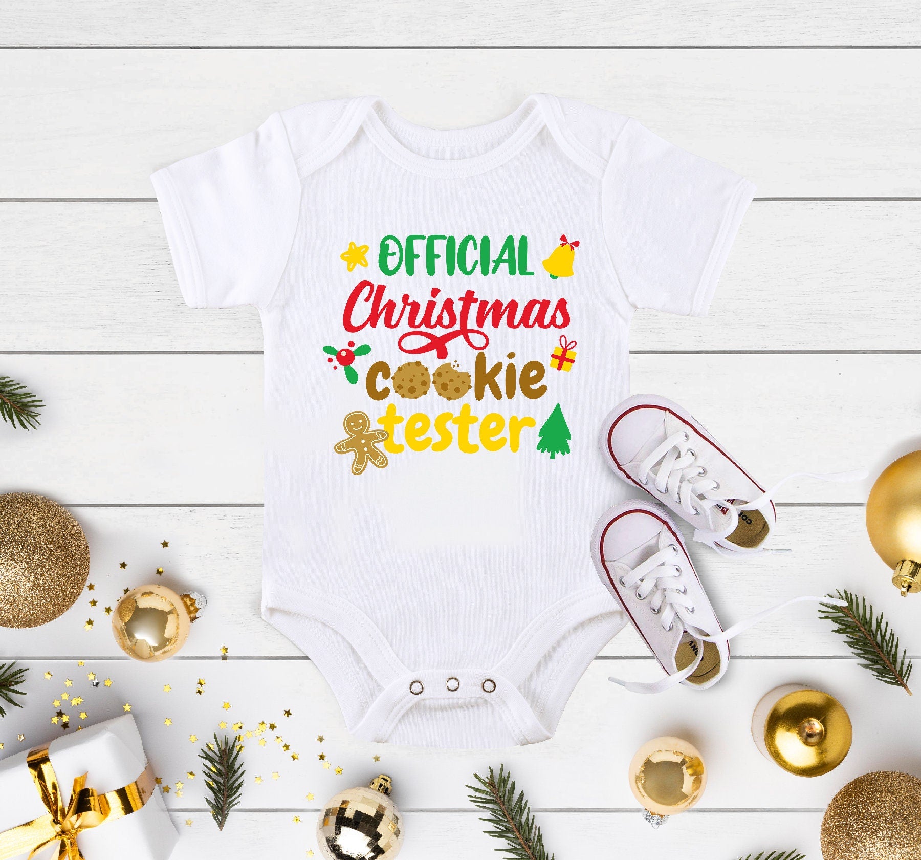 Christmas Cookie Tester Baby OnesieĀ®, Christmas Kids Shirt, Funny Christmas Toddler Shirt, Cute Cookie Tester Shirt, Merry Christmas Shirt