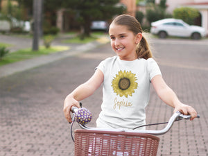 Personalized Name Sunflower Toddler Gift sunflower design on Baby Long 0-3 Month Onesie