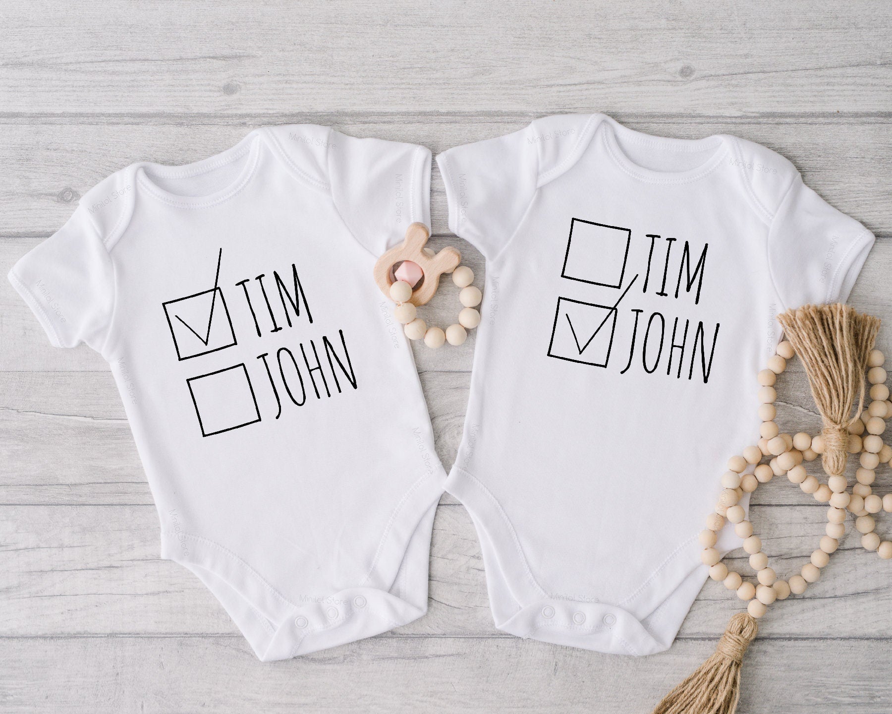 Baby Name Twin OnesieĀ® Set, Funny Best Friends Twin Shirts, Funny Name Twin OnesieĀ®, Cute Best Friend Twin Baby OnesieĀ®, Twin Baby Shower