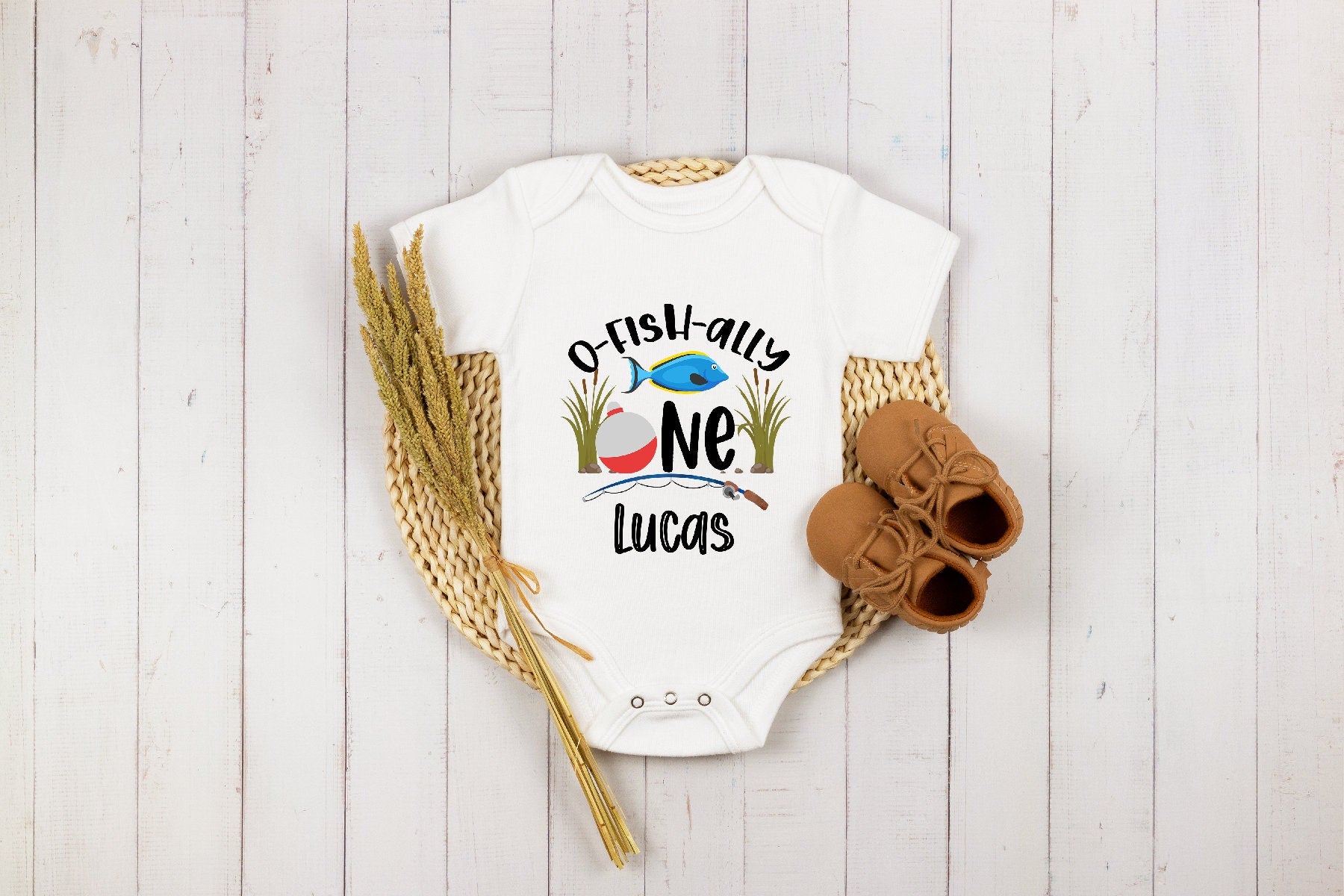 O-Fish-Ally One Birthday Onesie®, Officially First Birthday Onesie®, Personalized Baby Boys 1st Birthday Onesie®,1 Year Old Birthday Outfit
