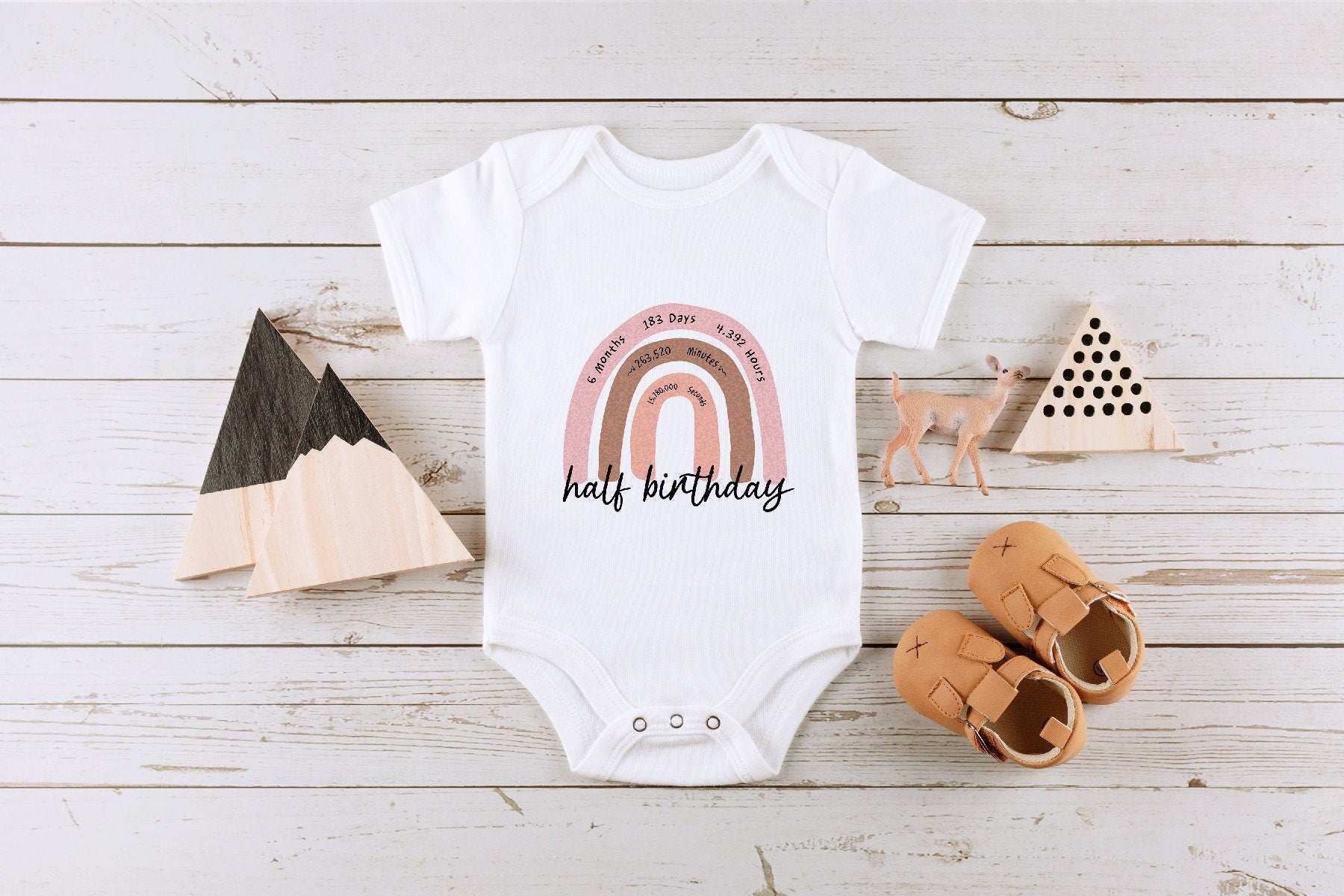 Rainbow Half Birthday Onesie®, Half Birthday Bodysuit, Rainbow Birthday Onesie®, Cute Half Birthday Bodysuit, Half Birthday Gift