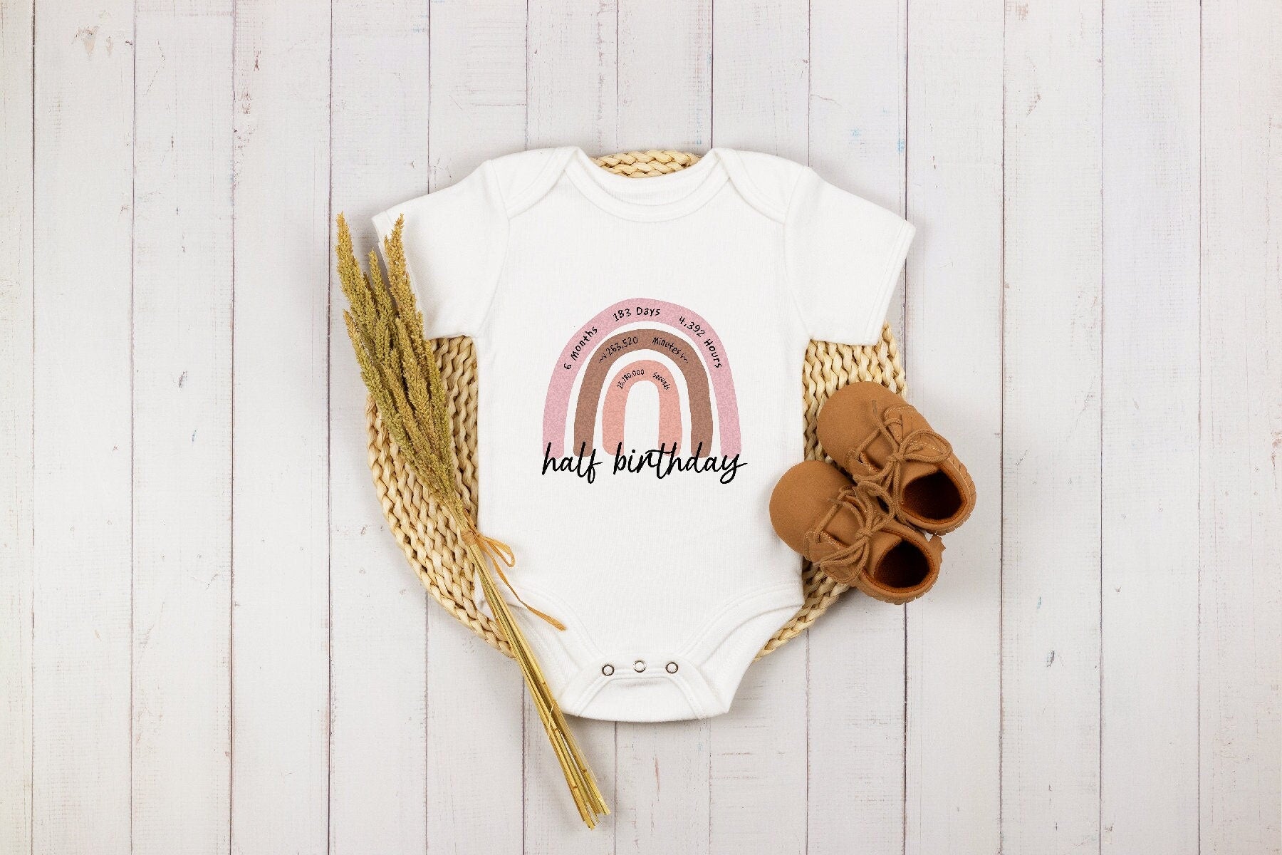 Rainbow Half Birthday OnesieĀ®, Half Birthday Bodysuit, Rainbow Birthday OnesieĀ®, Cute Half Birthday Bodysuit, Half Birthday Gift