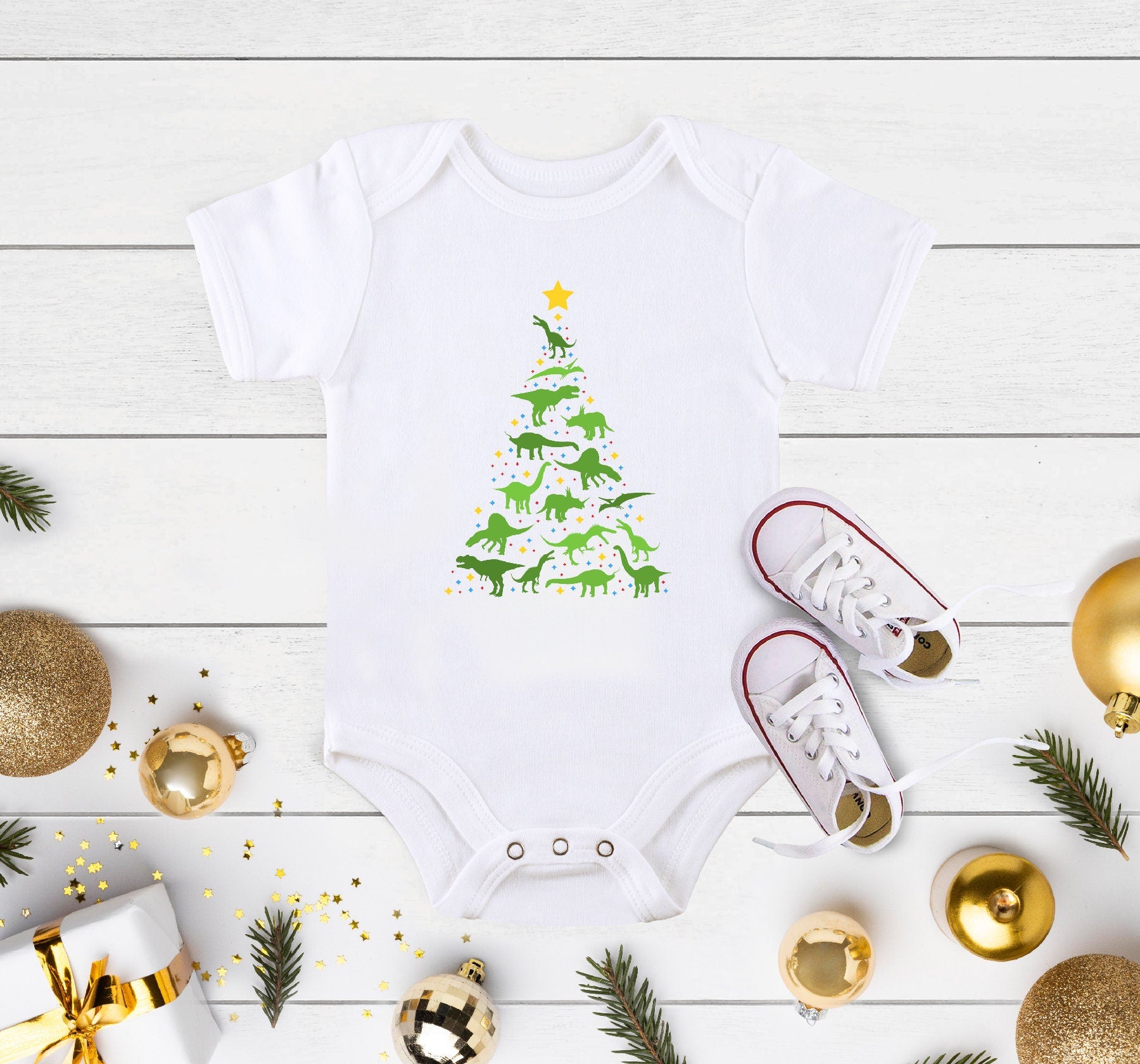 Dino Christmas Baby OnesieĀ®, Boy Dinosaur Toddler Shirt, Christmas Kids Shirt, Holiday Toddler Shirt, Christmas Shirt For Boys, Dino Shirt
