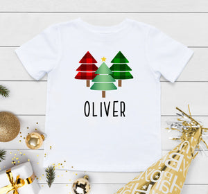 Personalized Buffalo Plaid Christmas Christmas tree design on Baby Short Newborn