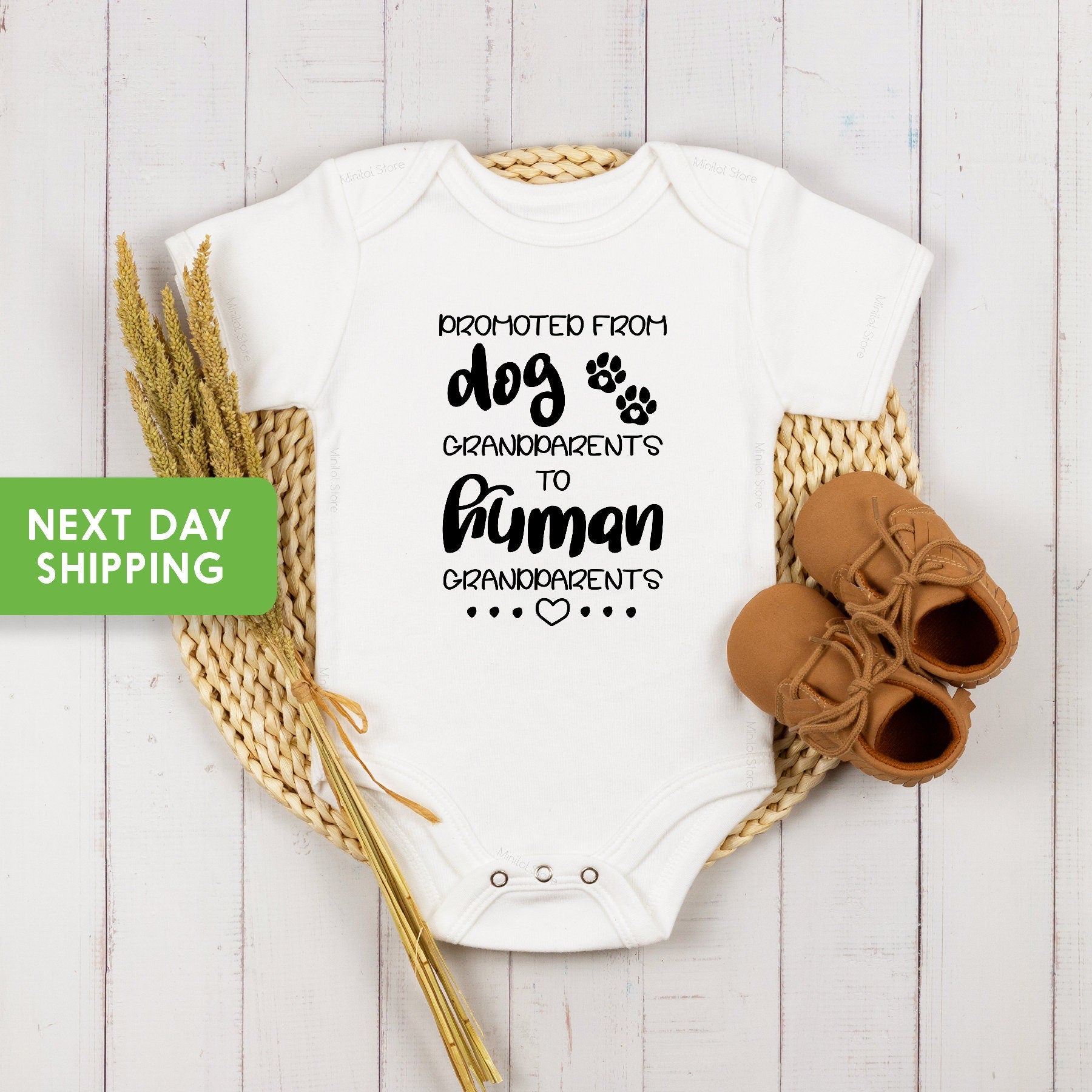 Dog Grandparent To Human Grandparent Onesie®, Grandparents AnnouncementBaby Announcement Onesie®, Pregnancy Announcement Onesie®