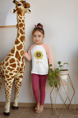 Personalized Name Sunflower Toddler Gift sunflower design on Baby Long Newborn Onesie