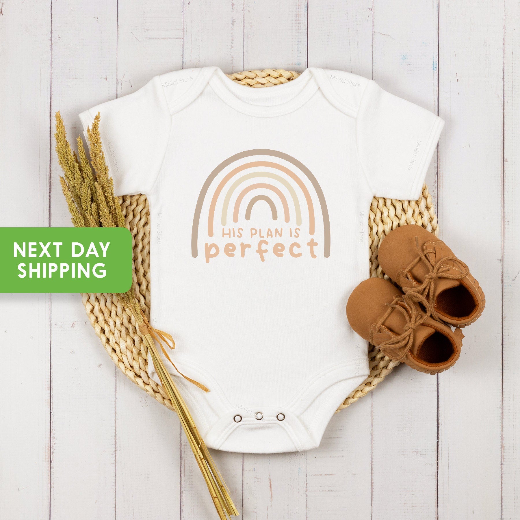 His Plan is Perfect Bodysuit, Rainbow Baby Reveal Onesie®, Pregnancy Announcement, IVF Infant Bodysuit, Gender Neutral, Baby Announcement