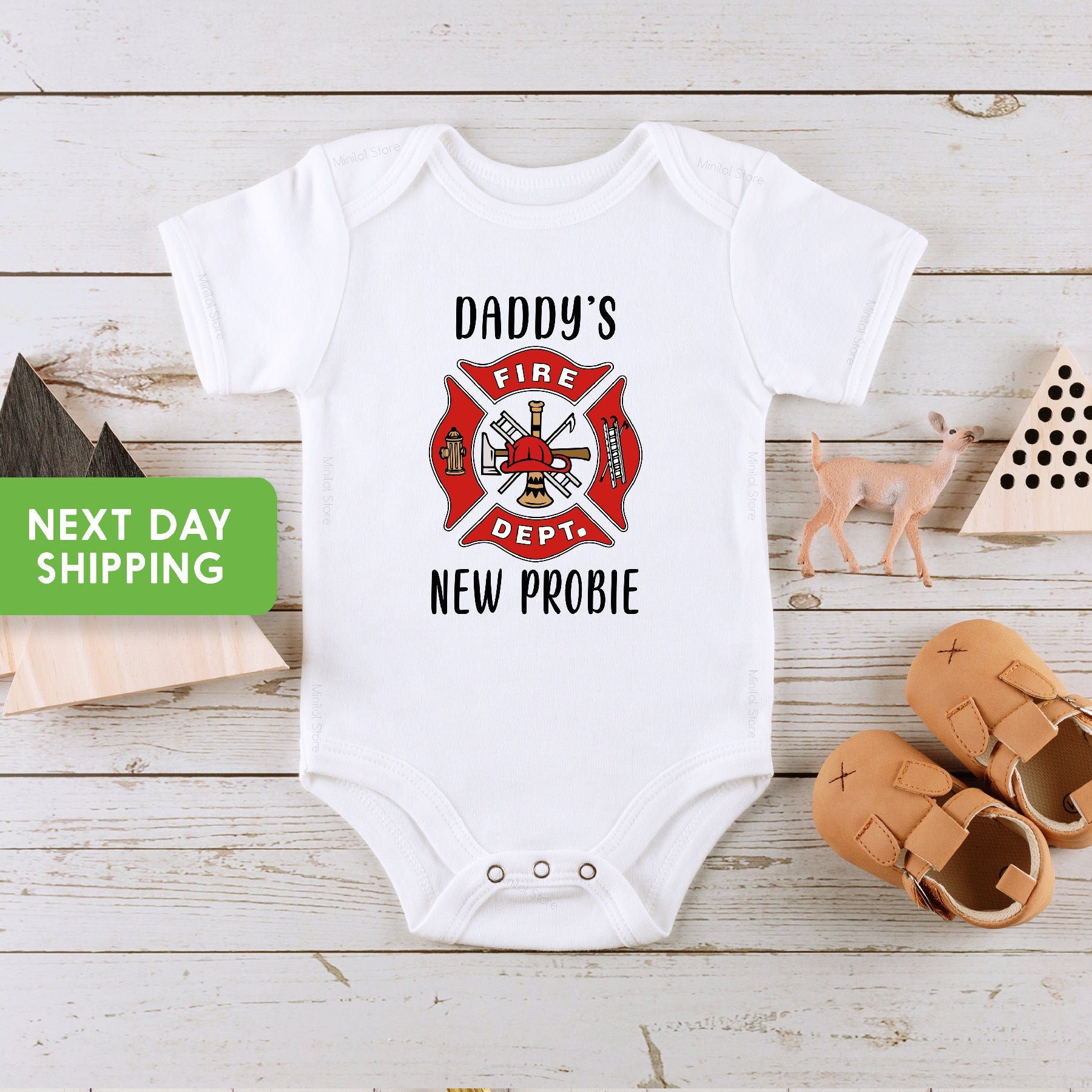 Firefighter OnesieĀ®, Fire Fighter Baby, Firefighter Baby Gift, Fire Department OnesieĀ®, Firefighter Bodysuit