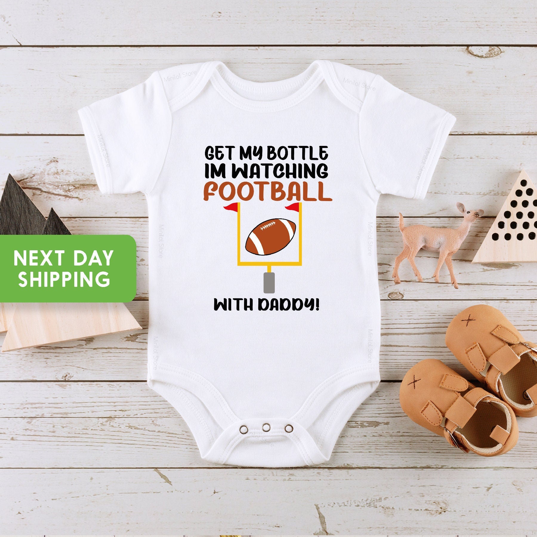 Football Baby Onesie®,Funny Sports Onesie®,Get My Bottle I'm Watching Football With Daddy, Football Buddy Bodysuit, Baby Shower Gift for Dad