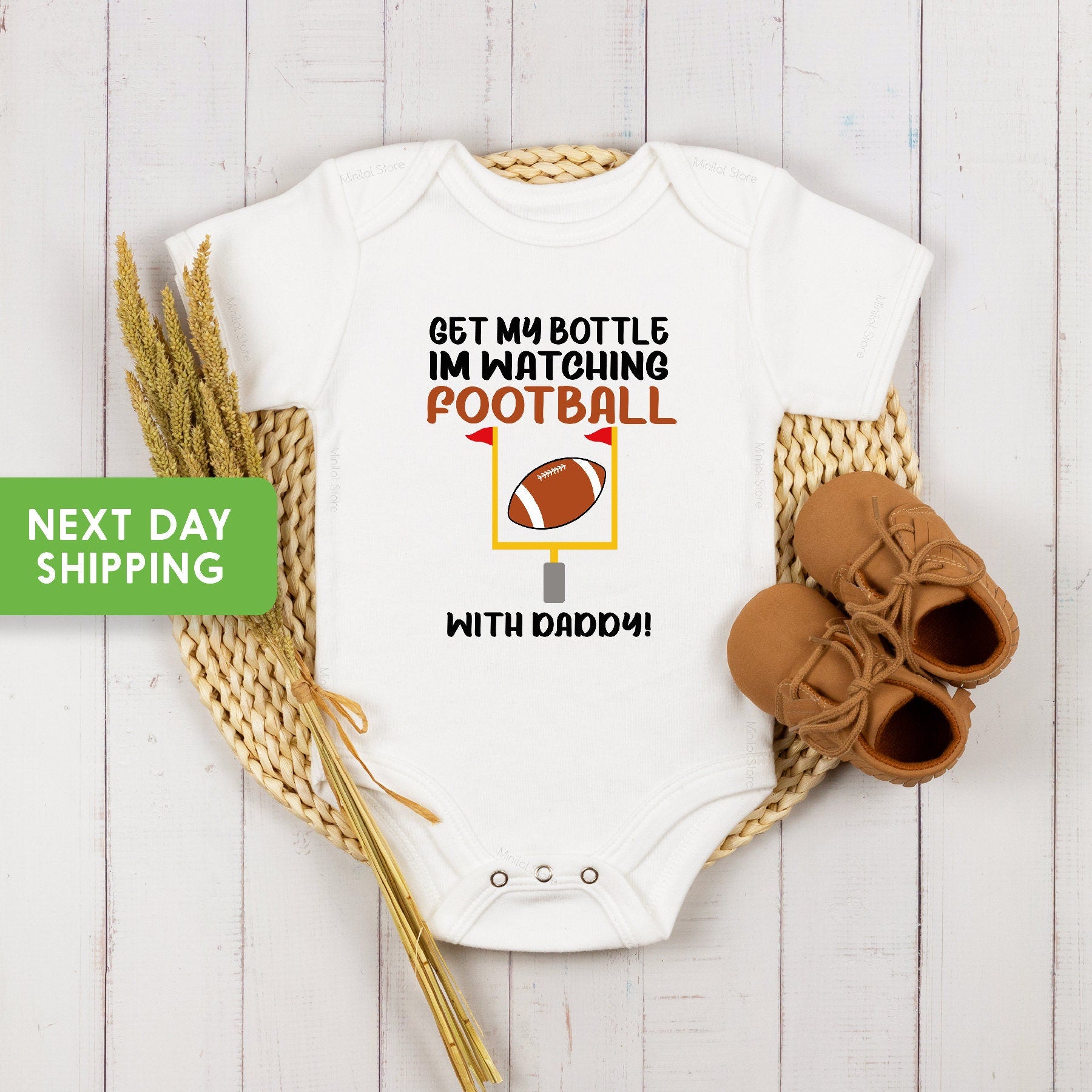 Football Baby Onesie®,Funny Sports Onesie®,Get My Bottle I'm Watching Football With Daddy, Football Buddy Bodysuit, Baby Shower Gift for Dad