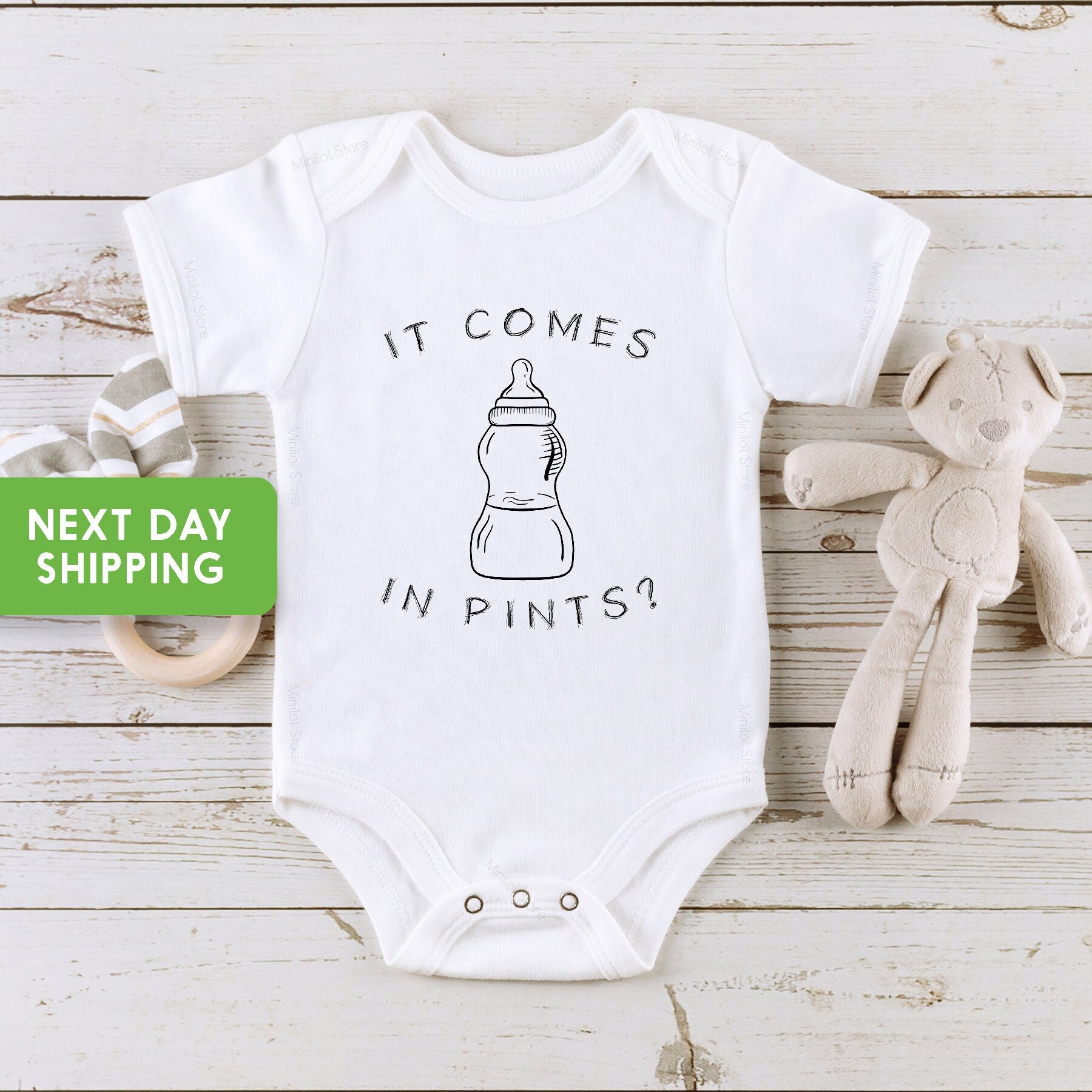It Comes In Pints Onesie®, Funny Baby Clothes, Baby Shower Gift, New Baby Onesie®, Natural Cotton Onesie®