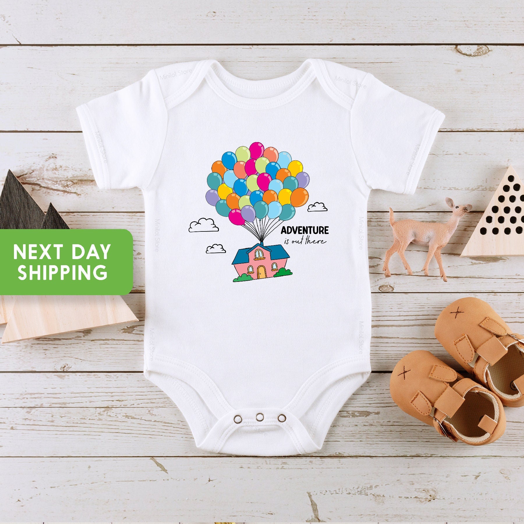 Adventure Is Out There Baby OnesieĀ®, Balloon House Toddler Shirt, Baby Shower Gift, Explorer Newborn Outfit, Pregnancy Announcement
