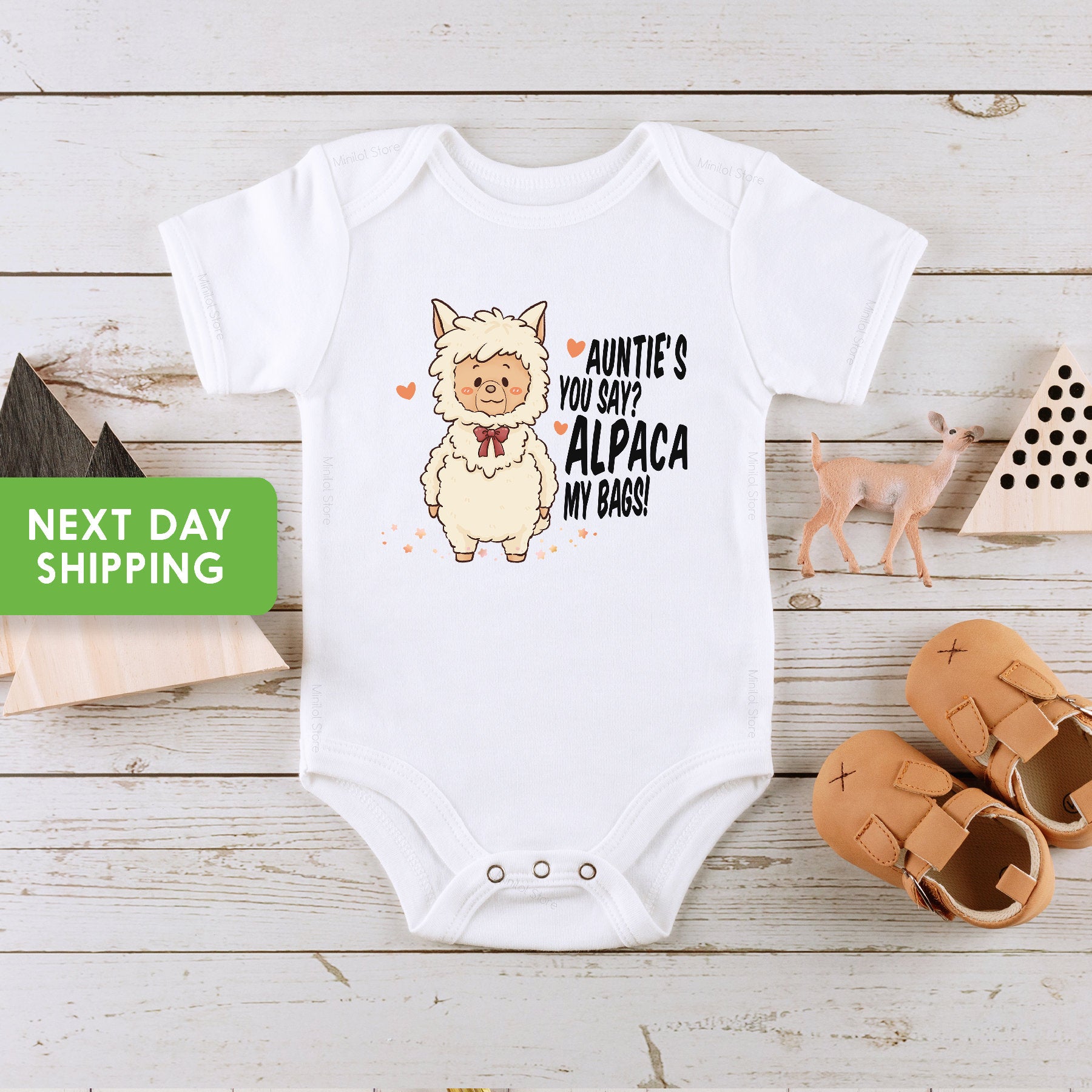 Auntie Alpaca My Bags OnesieĀ®, Auntie OnesieĀ®, Auntie Loves Me, Auntie Baby Clothes, Baby Shower Gift, New Aunt Gift