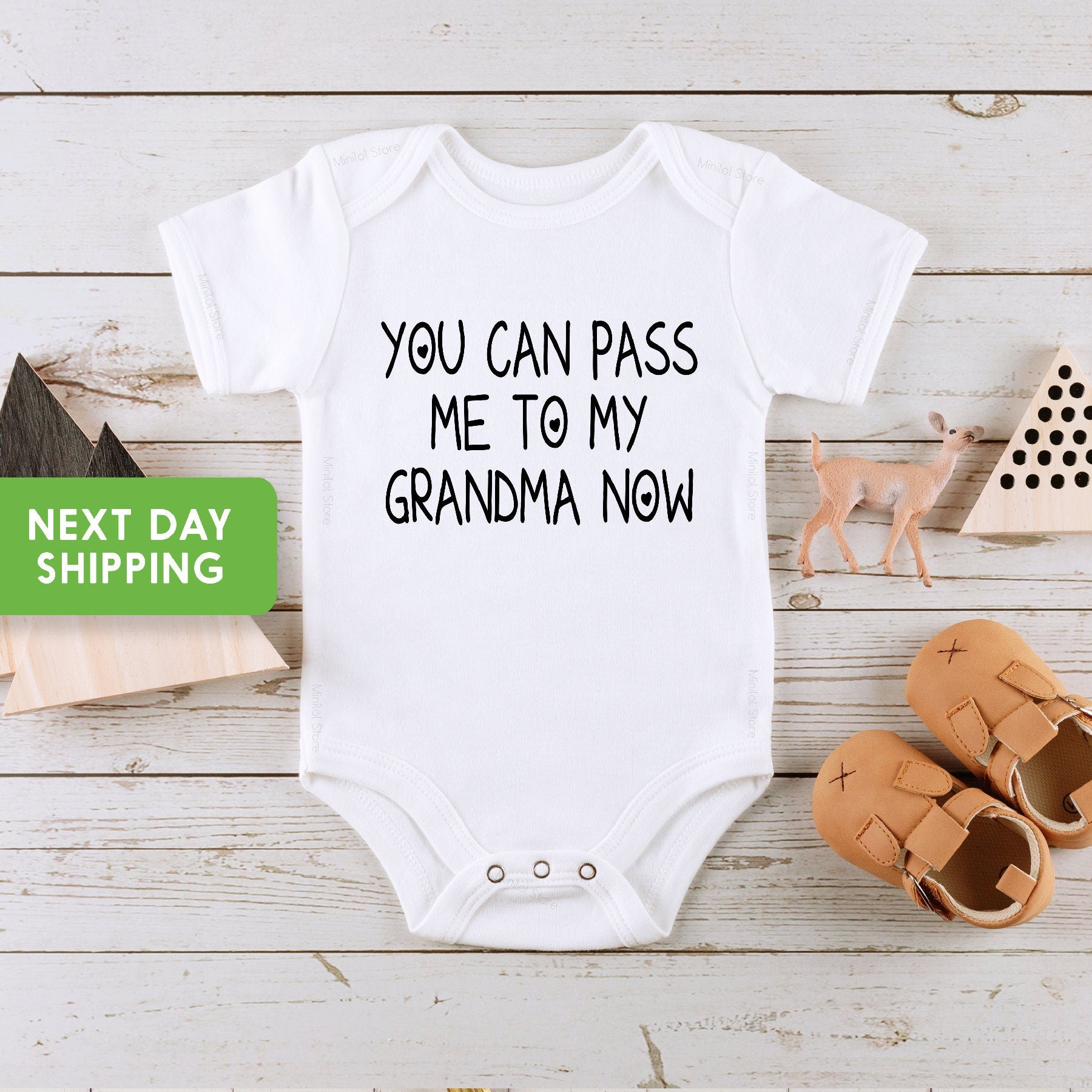 Funny Grandma Baby OnesieĀ®, You Can Pass Me To My Grandma Baby OnesieĀ®, Cute Grandmother Bodysuit, Funny Baby Shower Gift